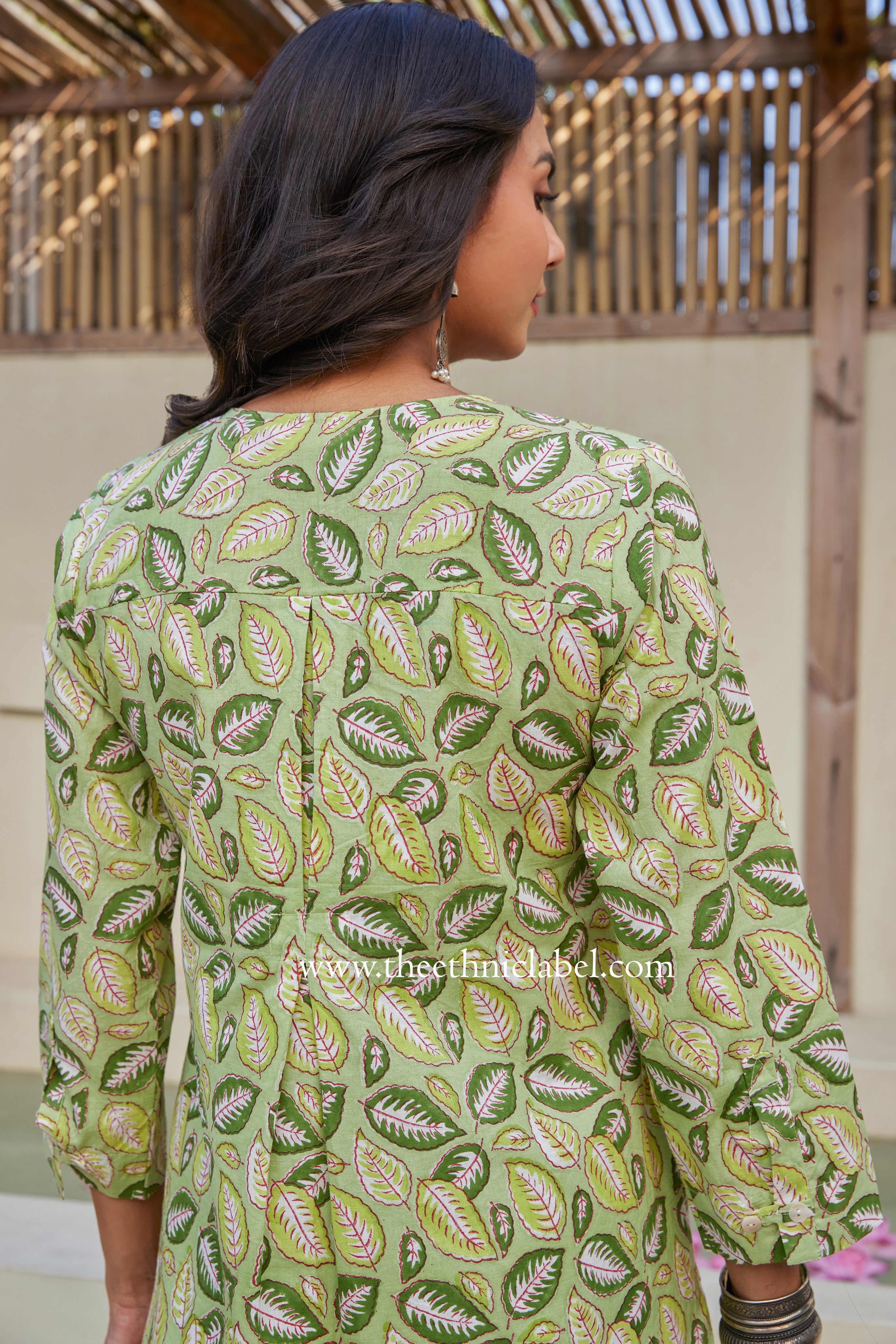 Patti Block Printed Buttoned Cotton kurta