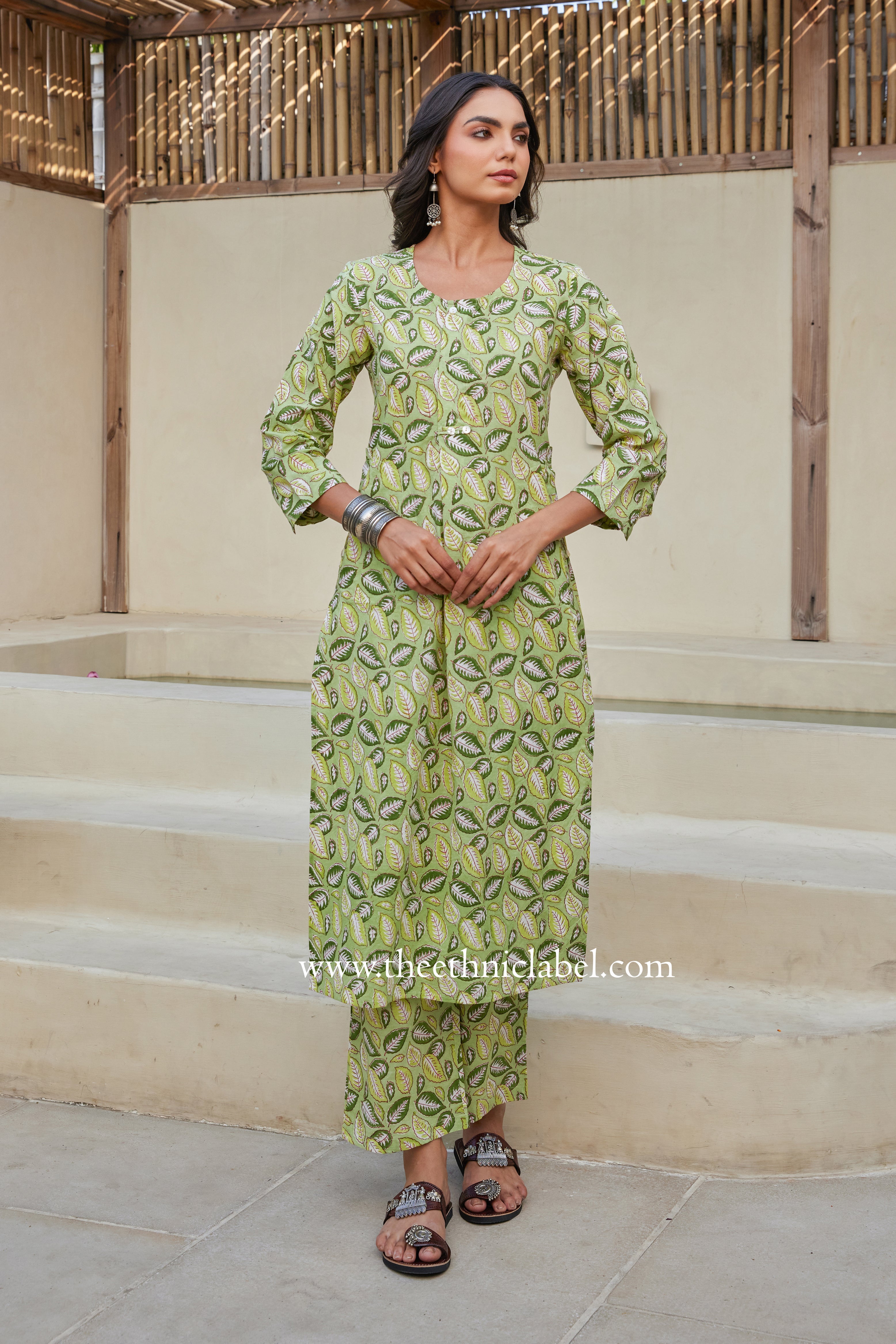 Patti Block Printed Buttoned Cotton kurta