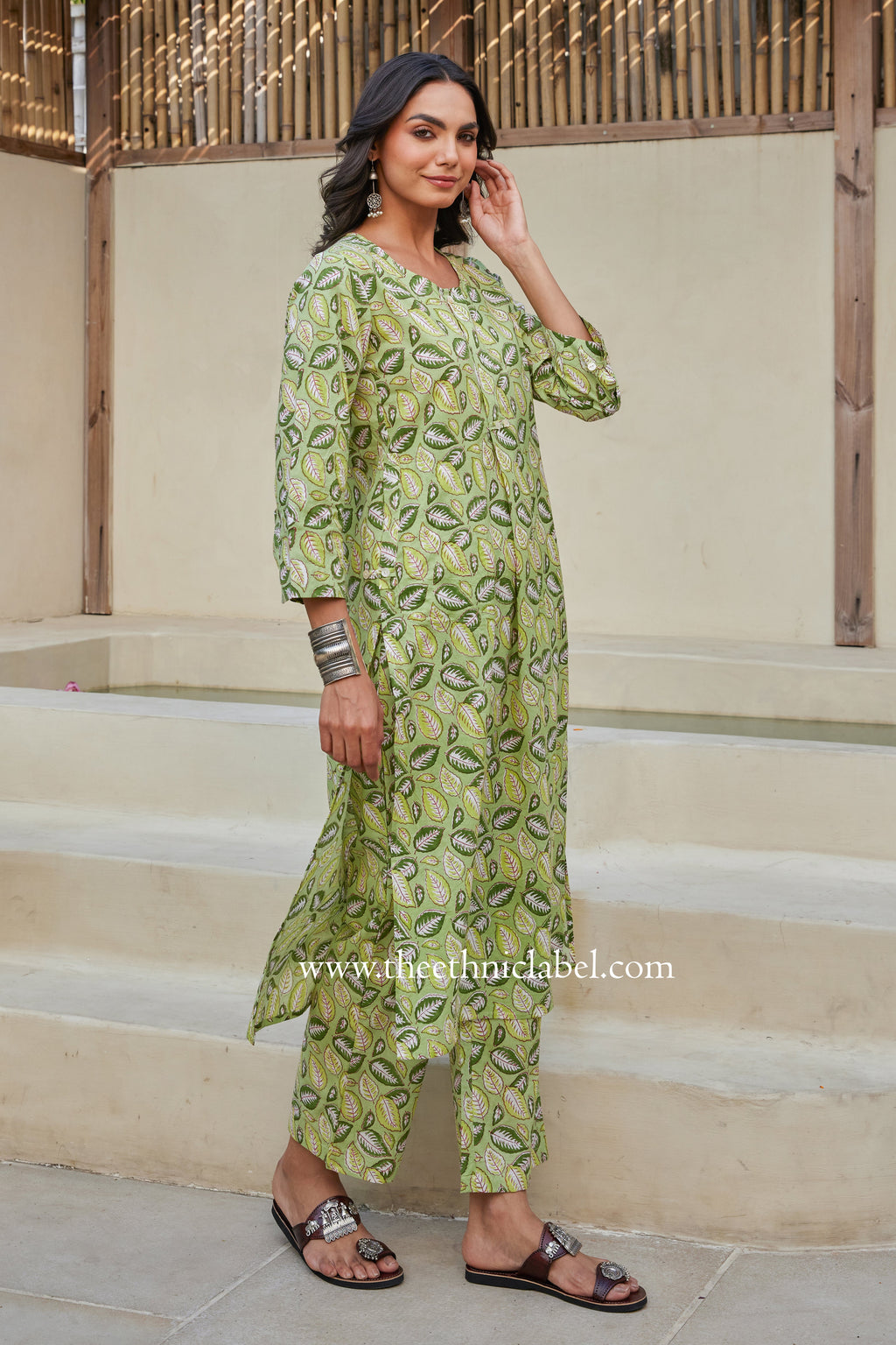 Patti Block Printed Buttoned Cotton kurta