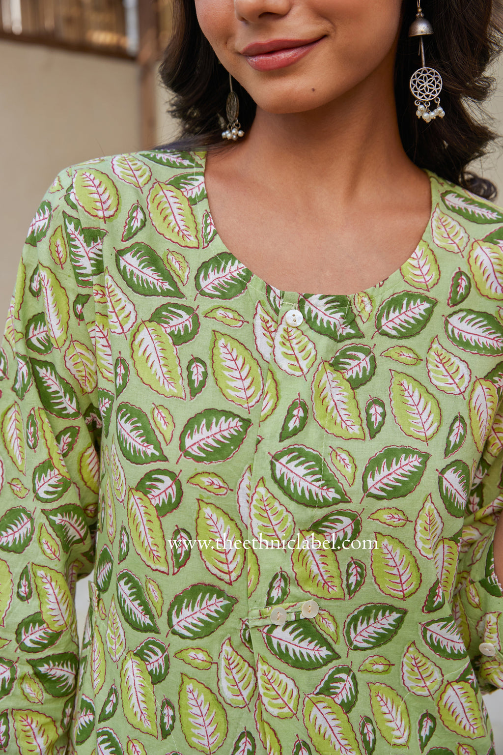 Patti Block Printed Buttoned Cotton kurta