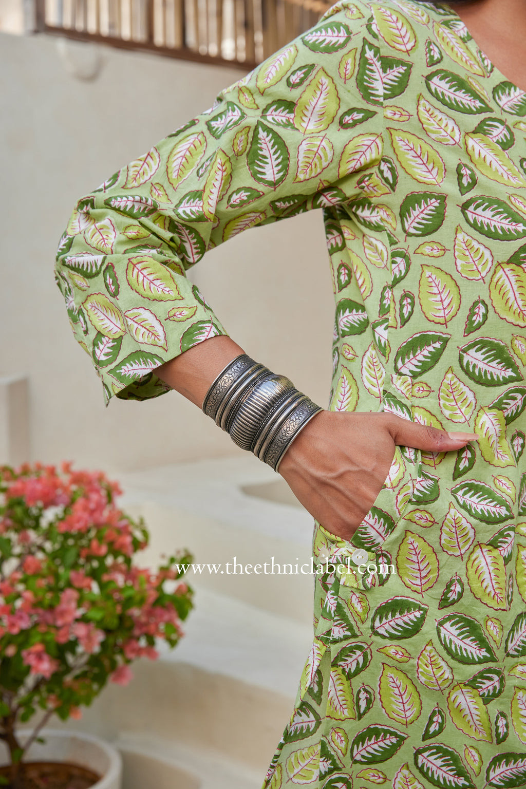 Patti Block Printed Buttoned Cotton kurta