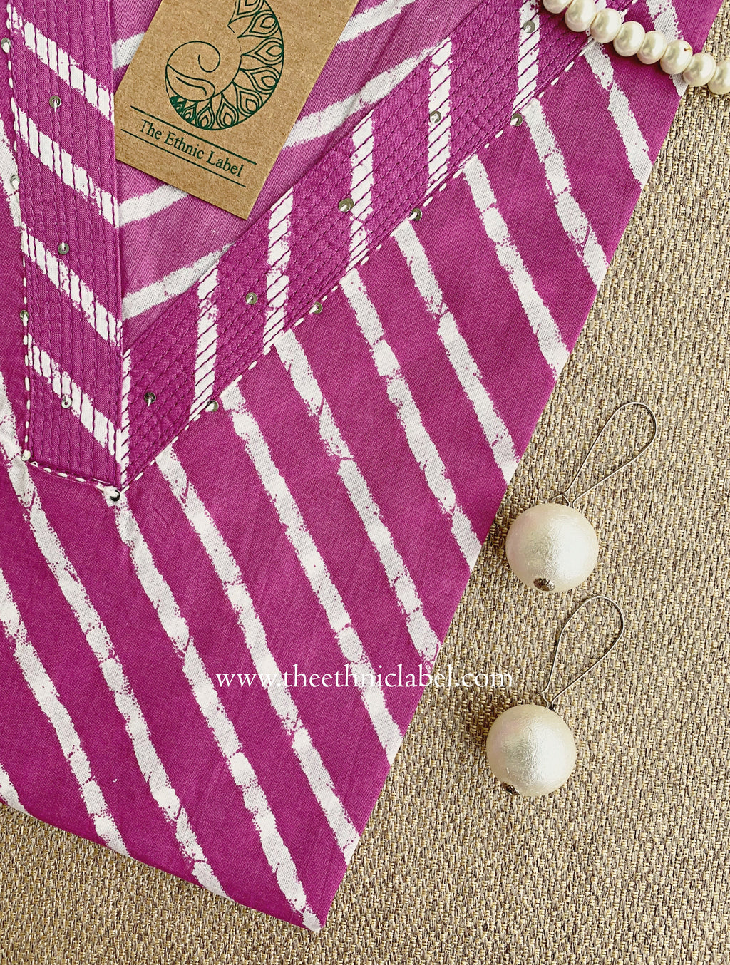 "Malaya" Purple Lehriya Cotton kurta