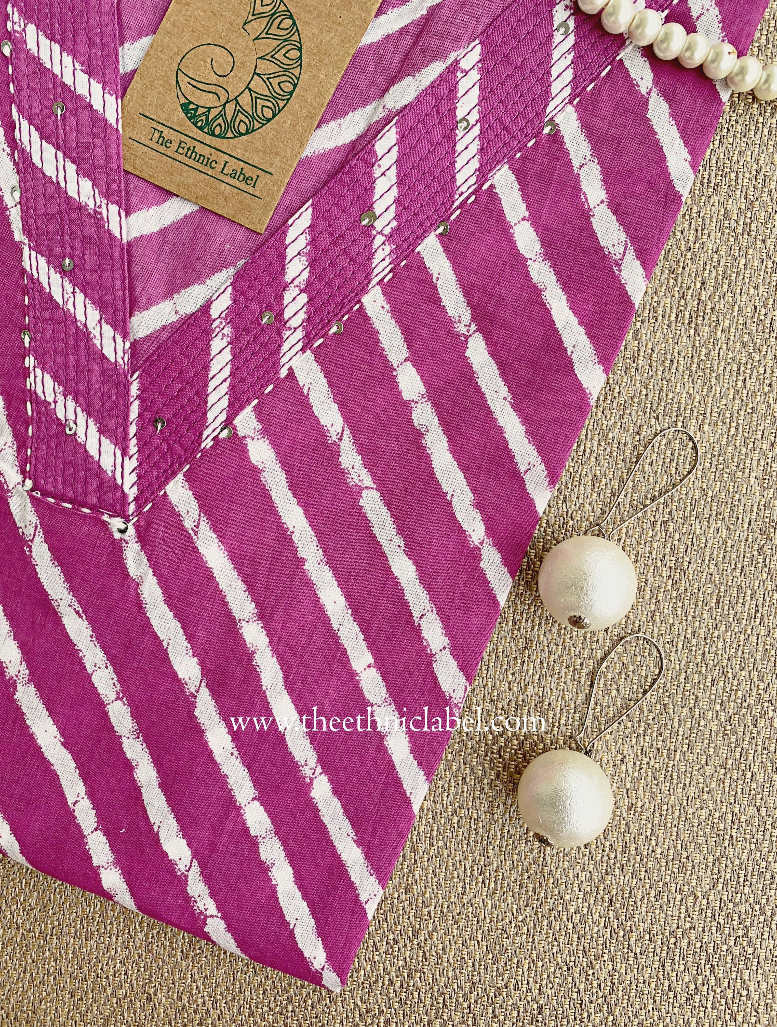 "Malaya" Purple Lehriya Cotton kurta