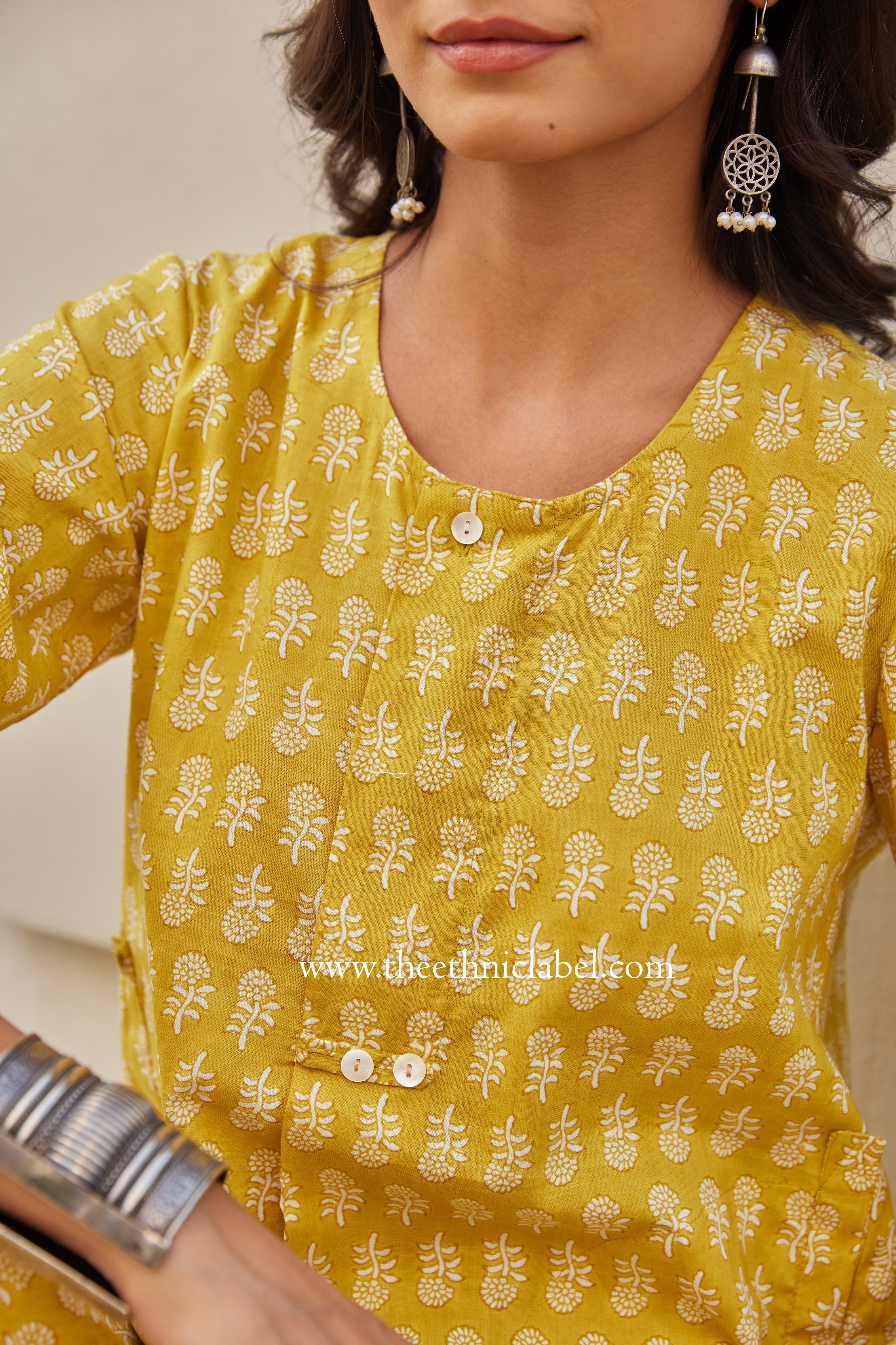 "Swarna" Block Printed Buttoned Cotton kurta