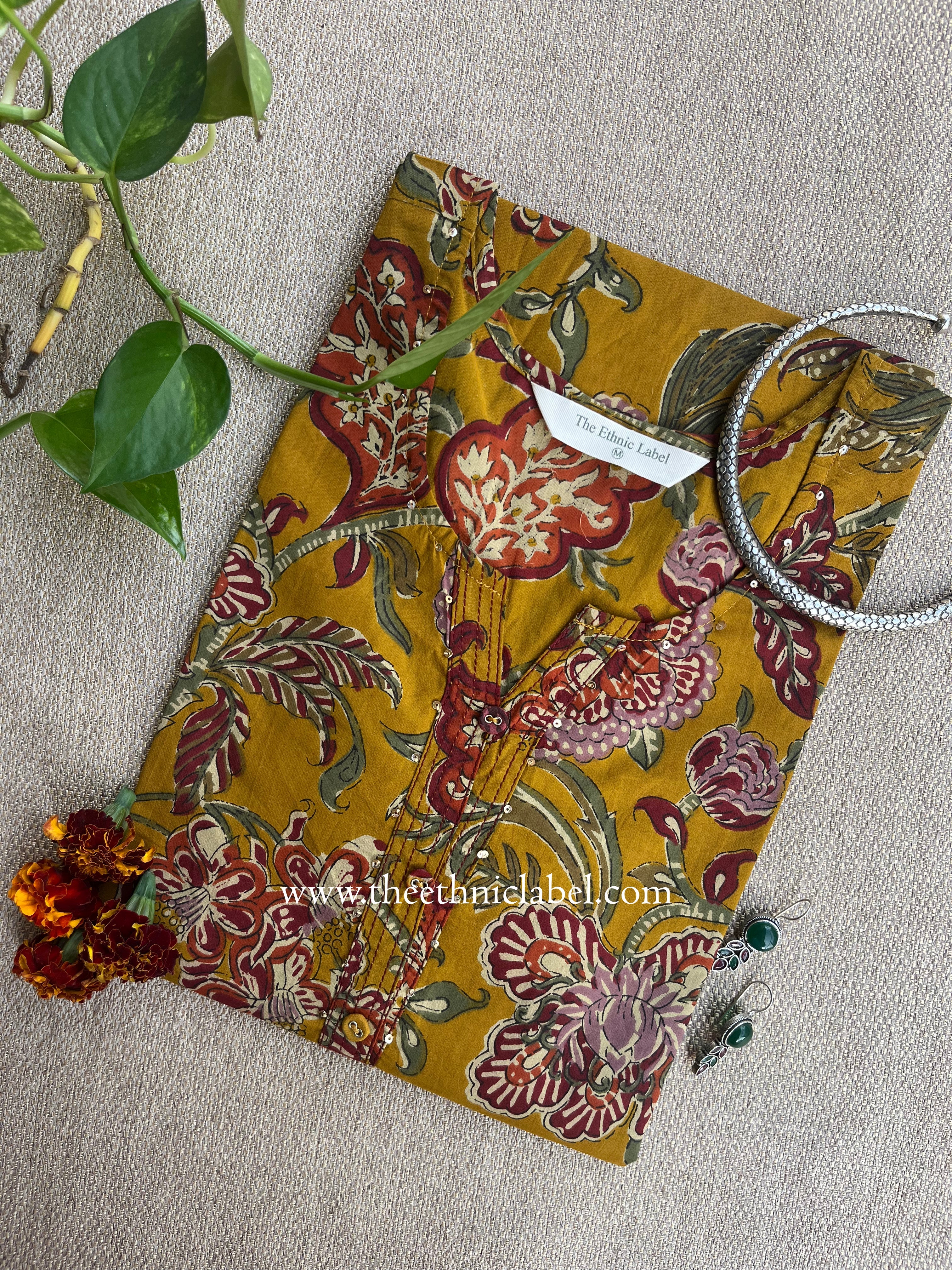 "Meher" Floral Cotton kurta- S,L