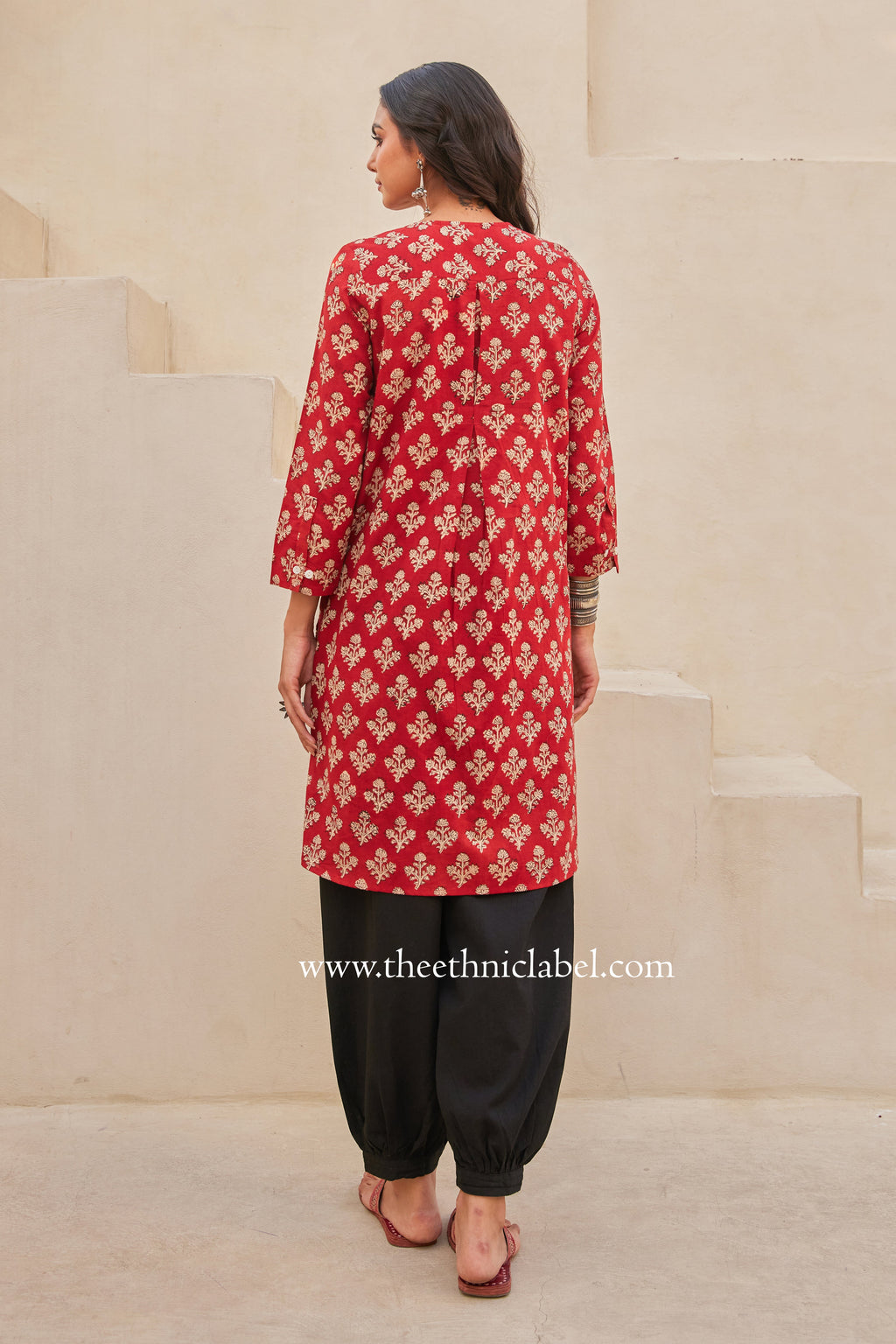 "Prana" Block Printed Asymmetric Cotton kurta