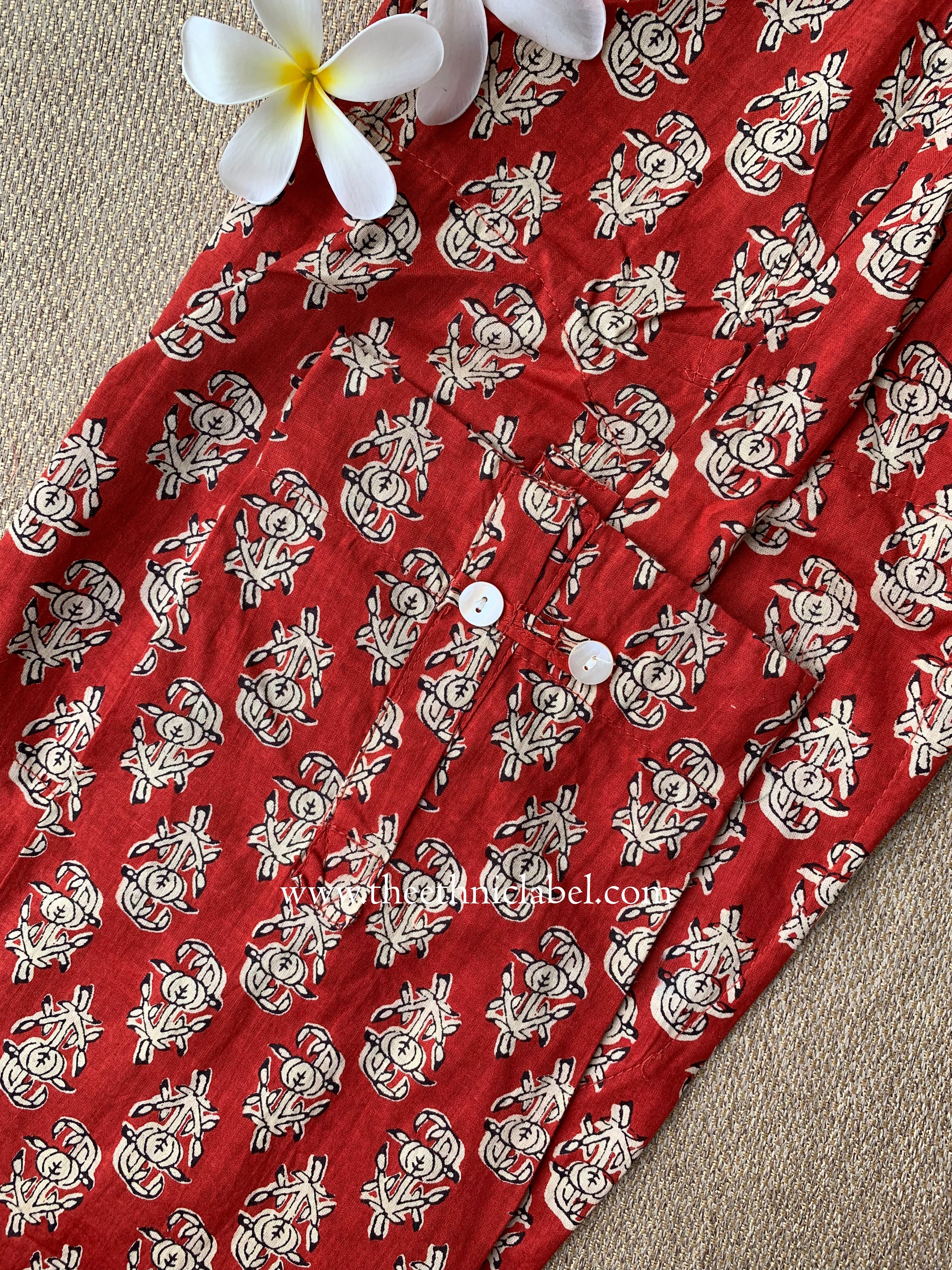 "Prayag" Block Printed Asymmetric Cotton kurta