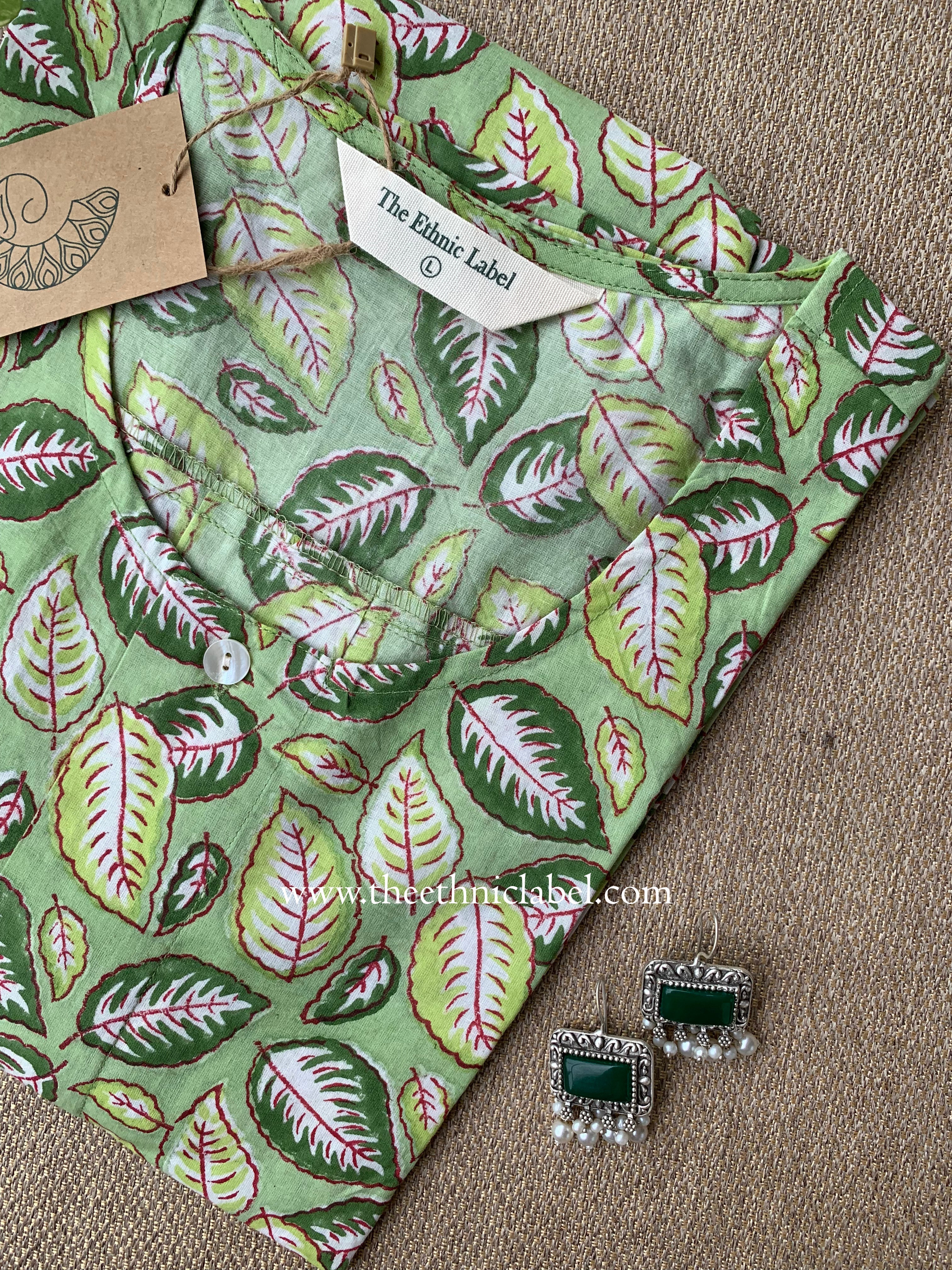 Patti Block Printed Buttoned Cotton kurta
