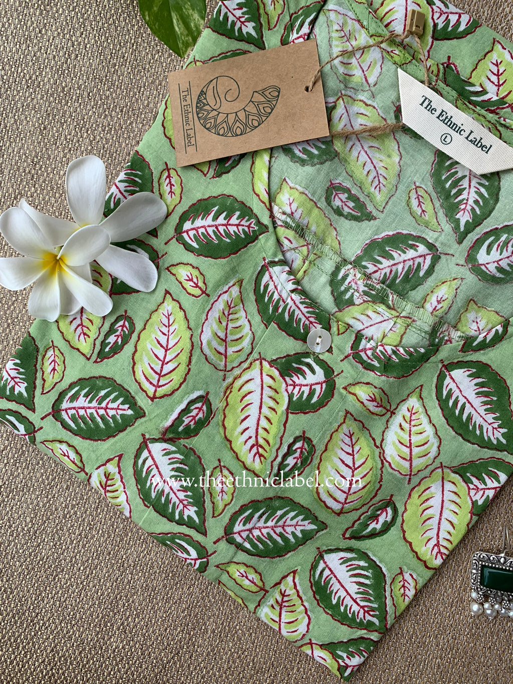 Patti Block Printed Buttoned Cotton kurta