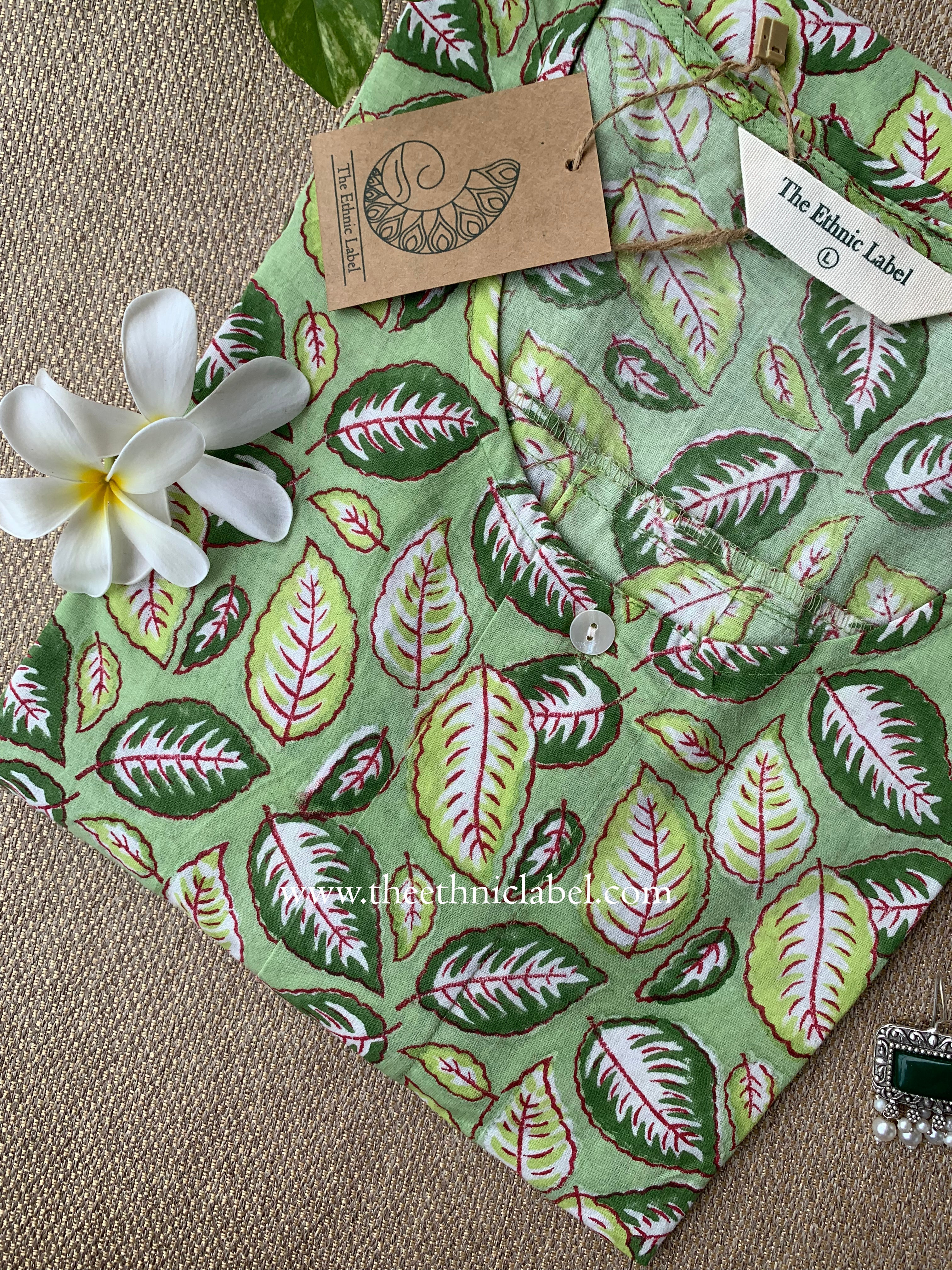 Patti Block Printed Buttoned Cotton kurta