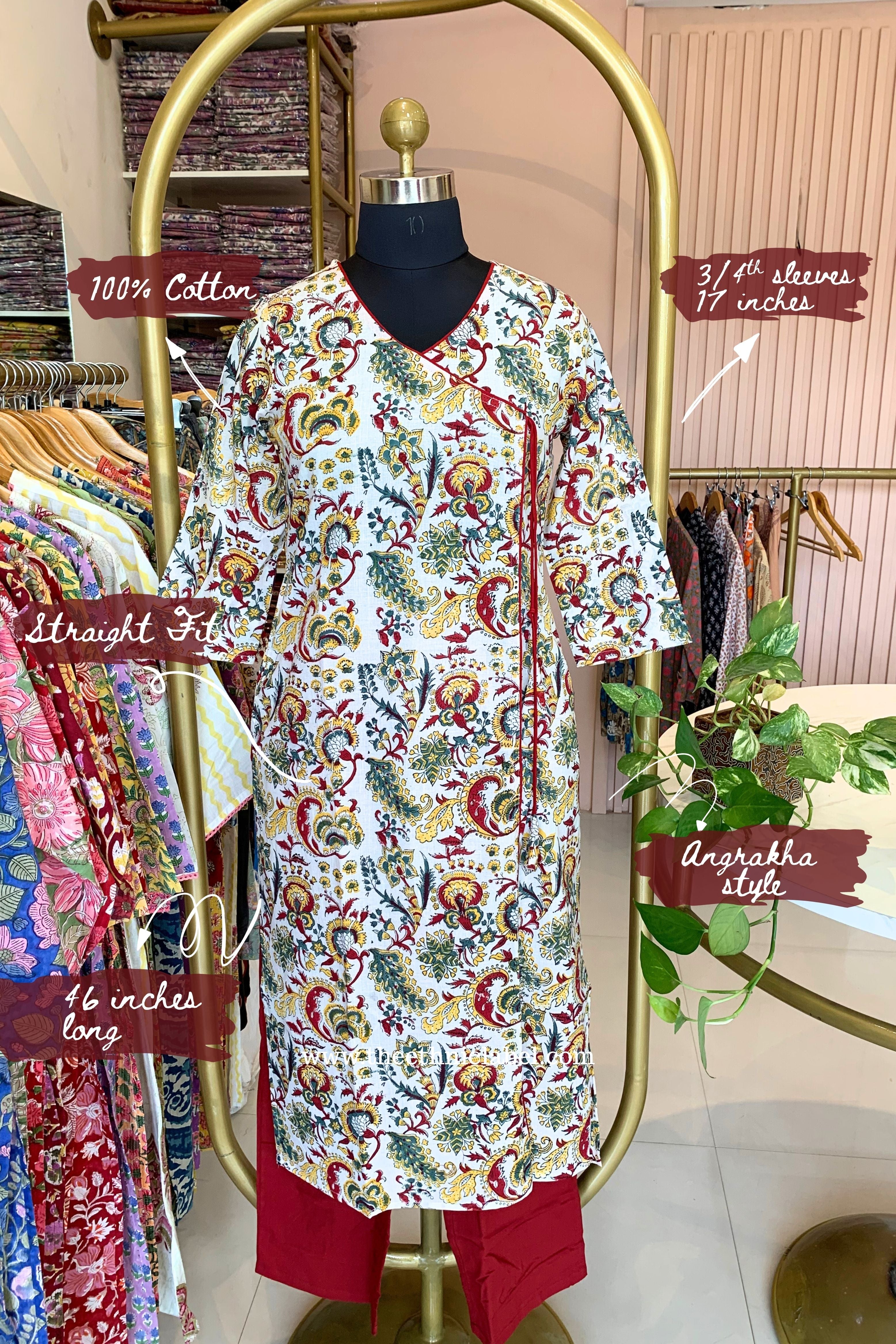 "Nargis" Hand Block Printed Cotton kurta