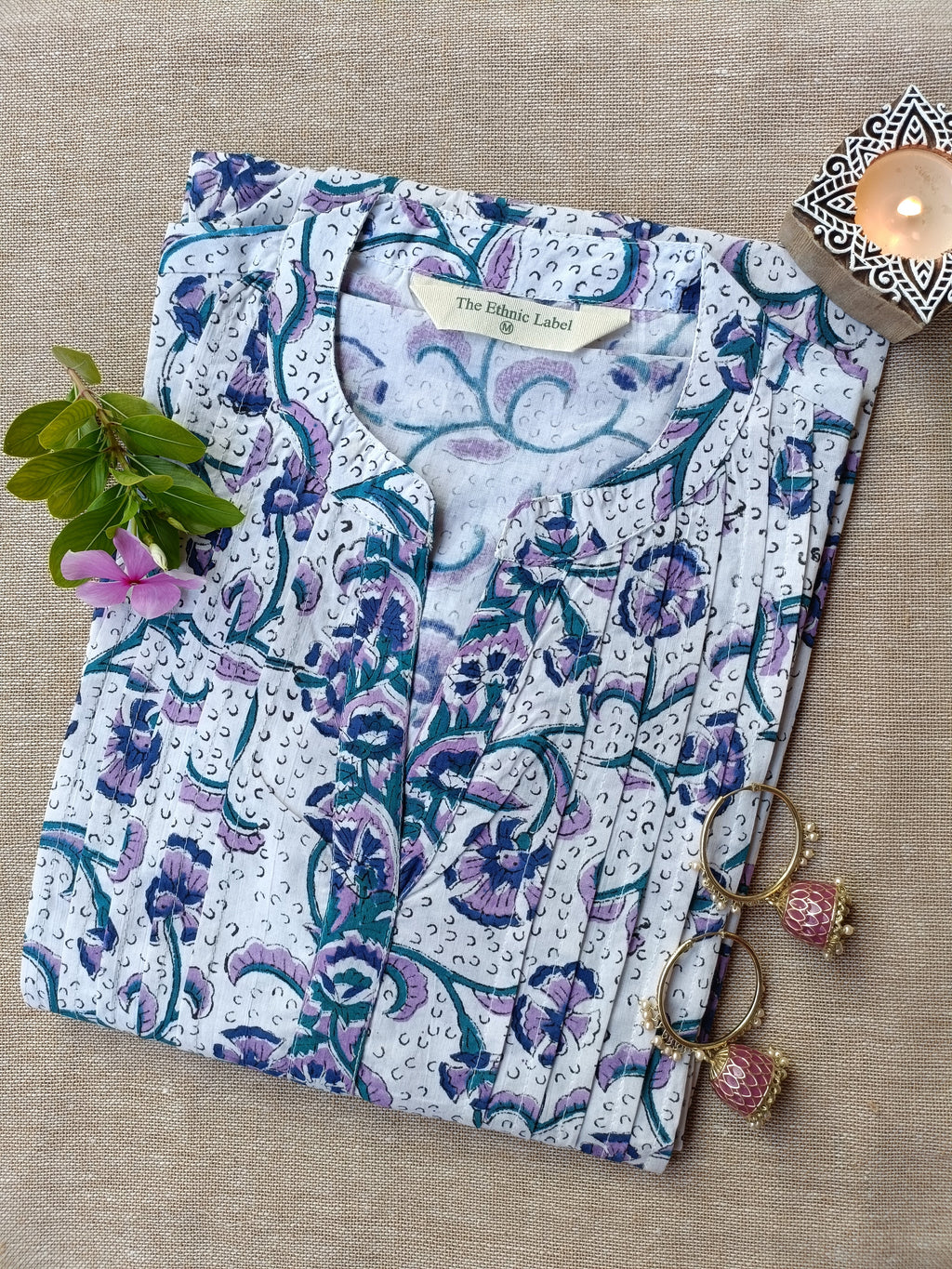 "Amaanat" Floral Hand Block Printed Cotton kurta - XXL