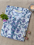 "Amaanat" Floral Hand Block Printed Cotton kurta - XXL