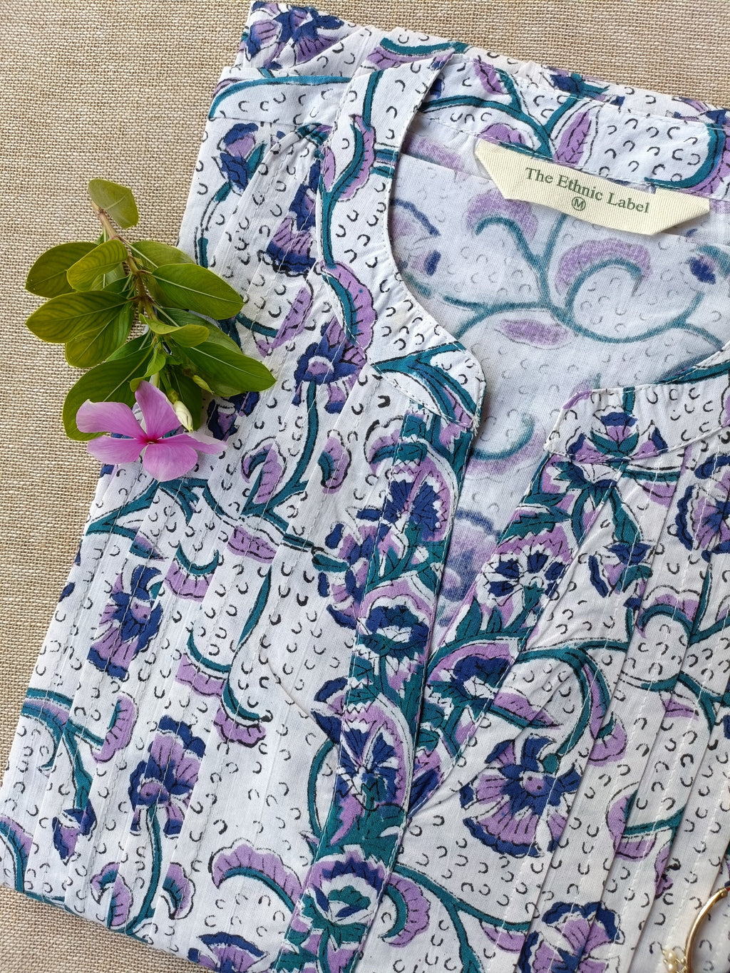 "Amaanat" Floral Hand Block Printed Cotton kurta - XXL