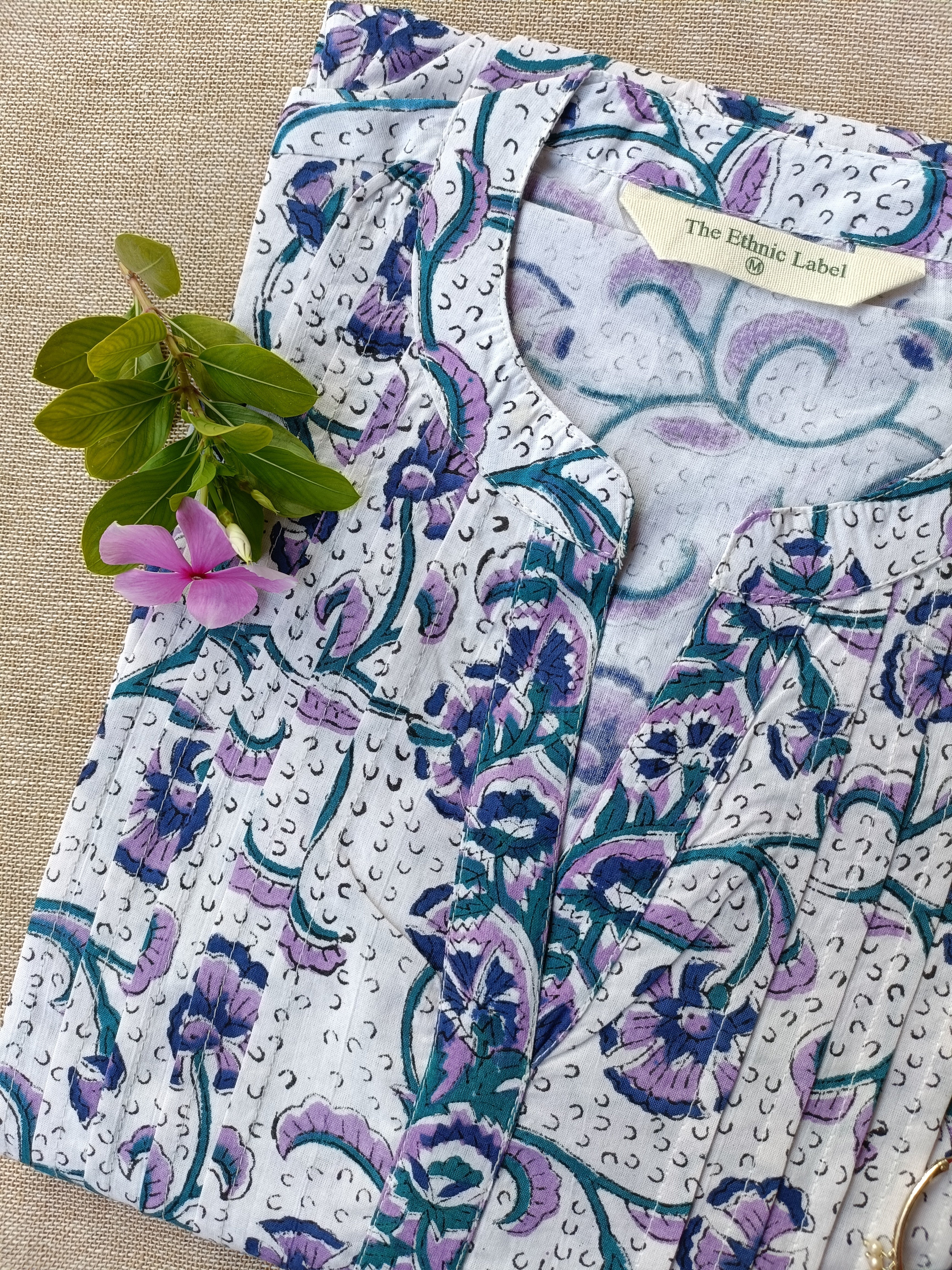 "Amaanat" Floral Hand Block Printed Cotton kurta - XXL