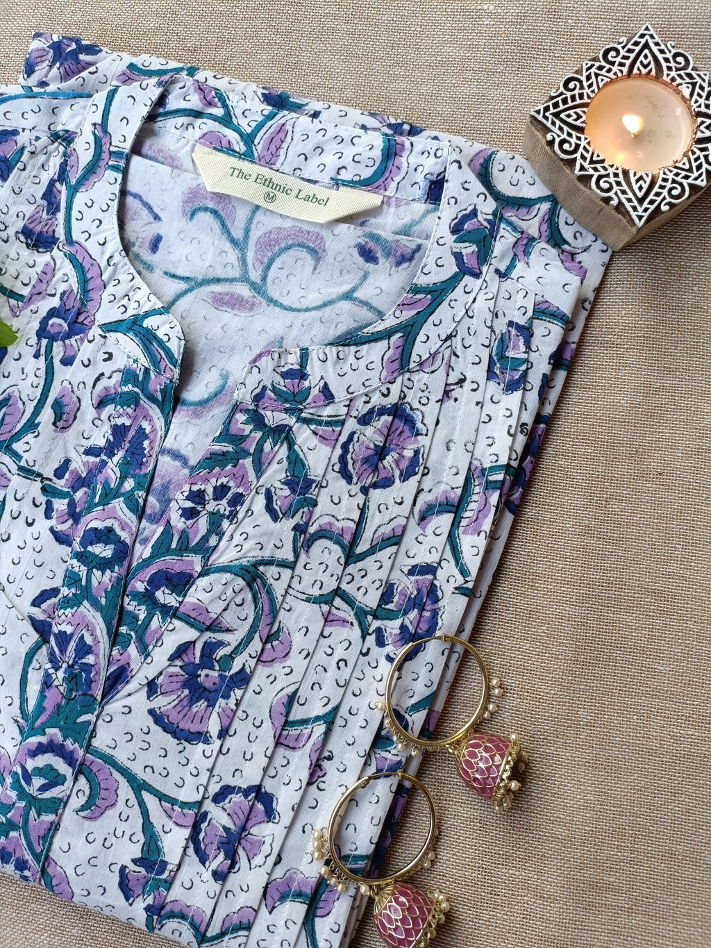 "Amaanat" Floral Hand Block Printed Cotton kurta - XXL