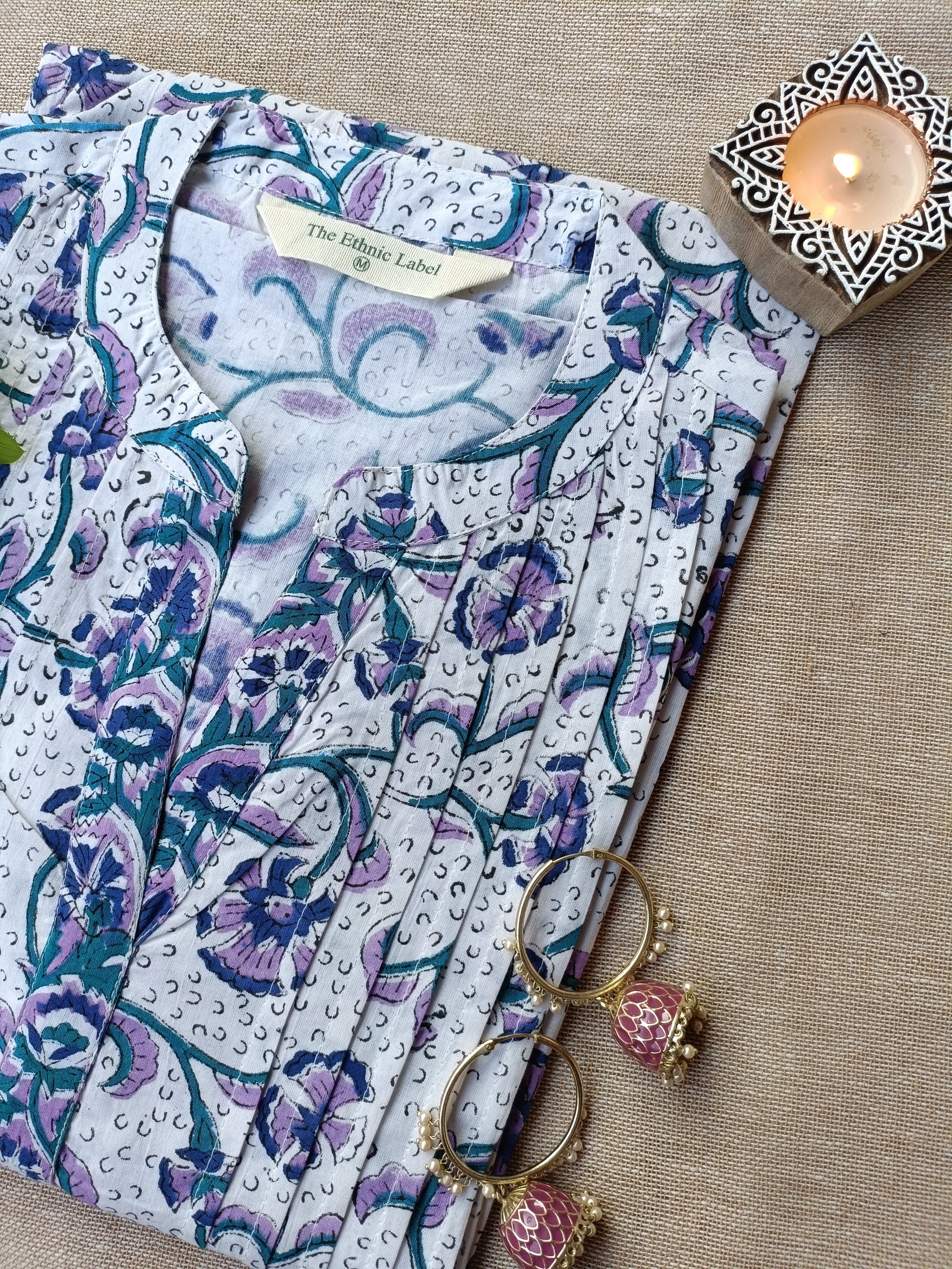 "Amaanat" Floral Hand Block Printed Cotton kurta - XXL