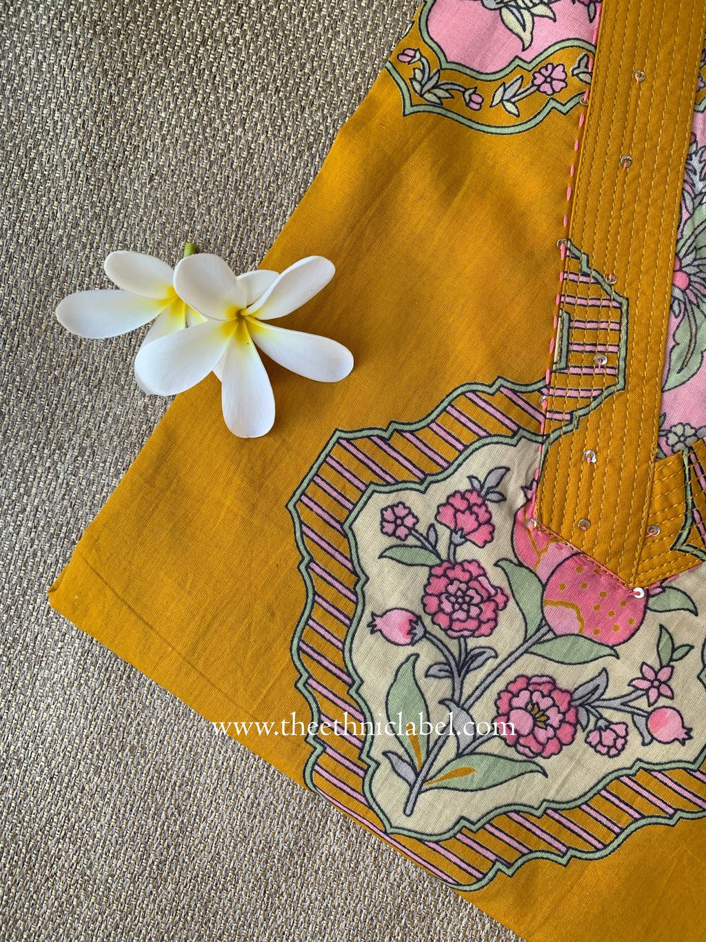 Leela Yellow Boota Pure Cotton kurta