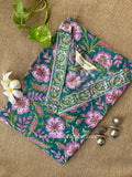 "Sahar" Hand Block Printed Sea Green Cotton kurta