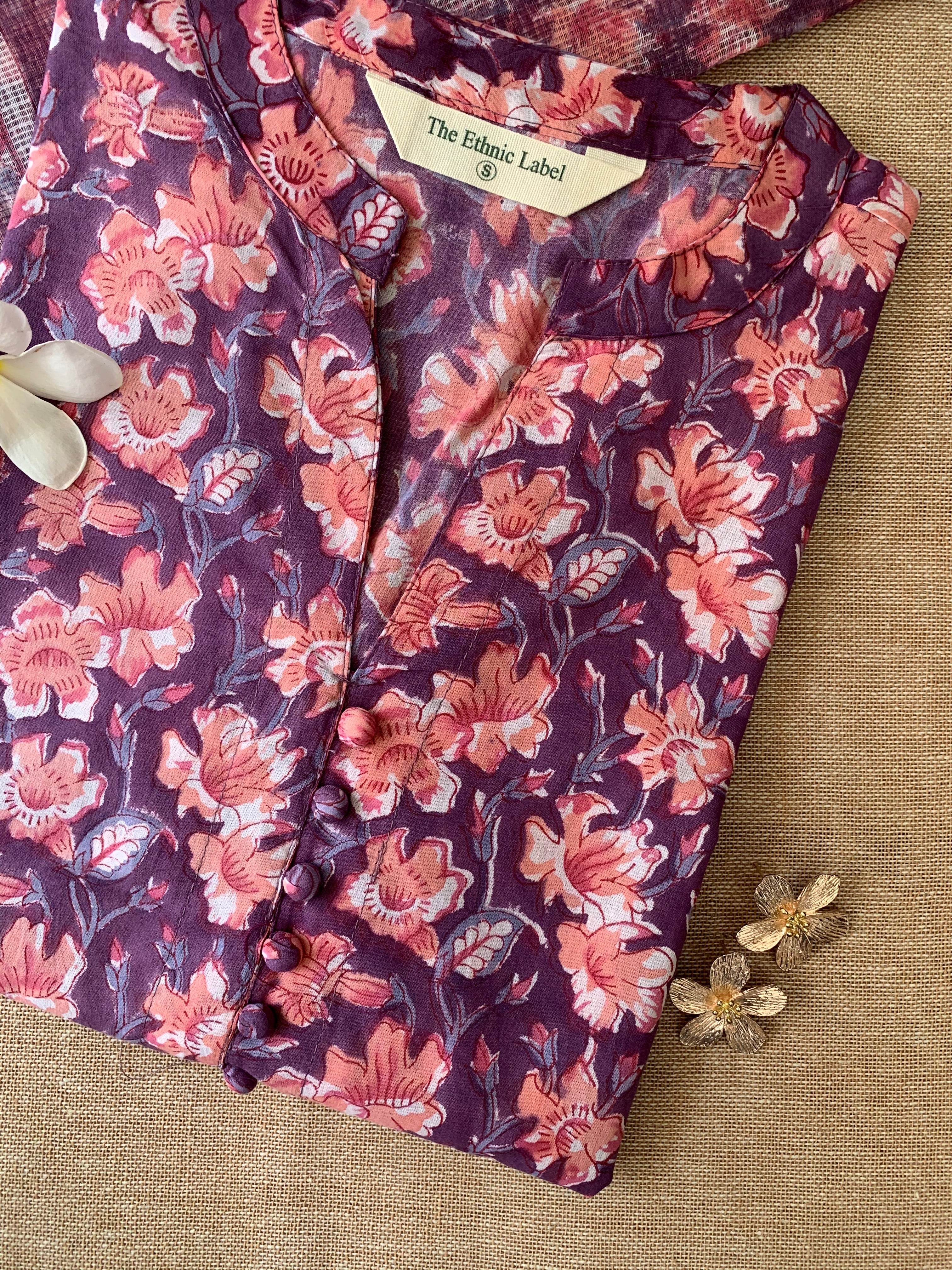 "Sheesha" Collared Cotton kurta -S