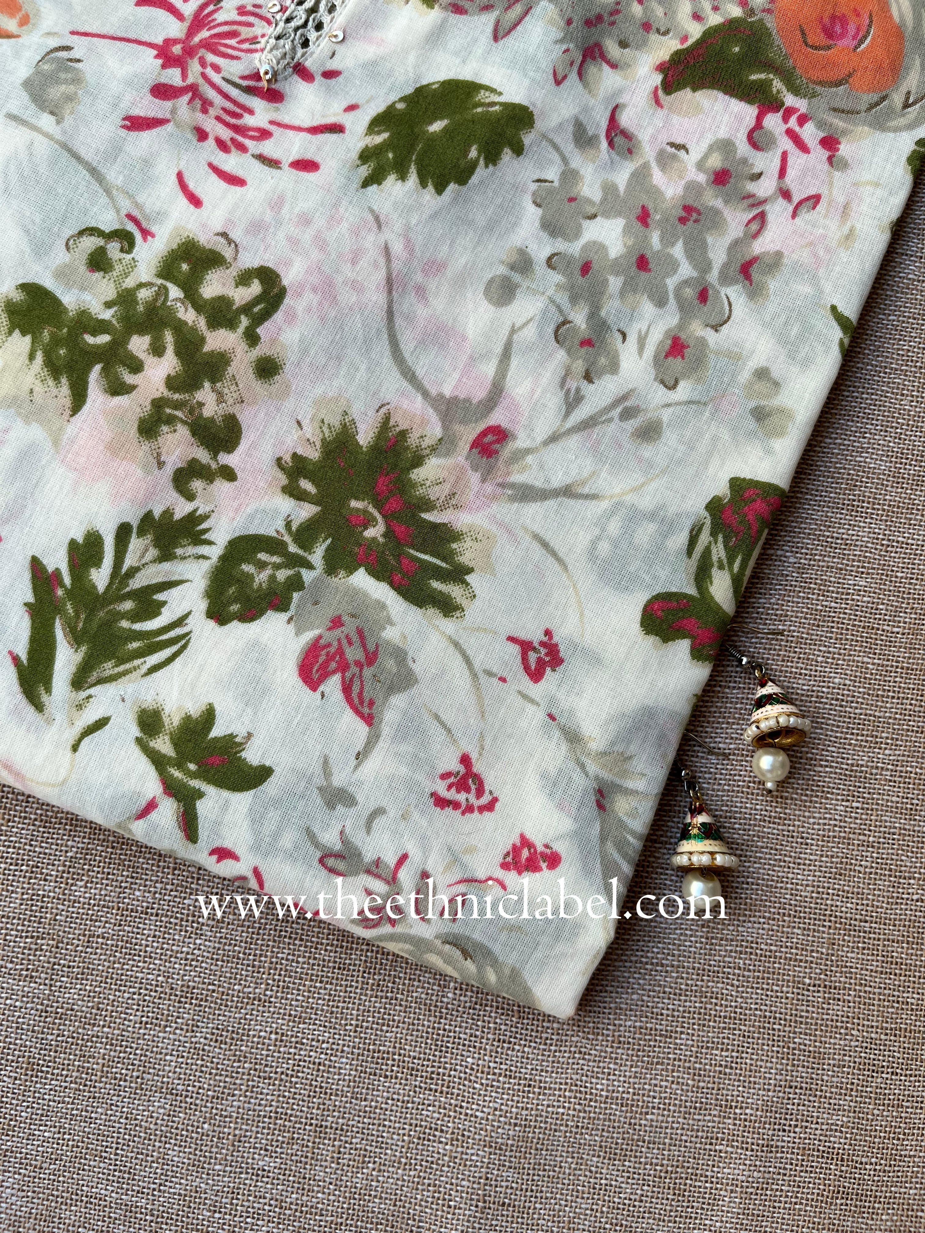 "Rakhija" Floral Cotton kurta - Big Size