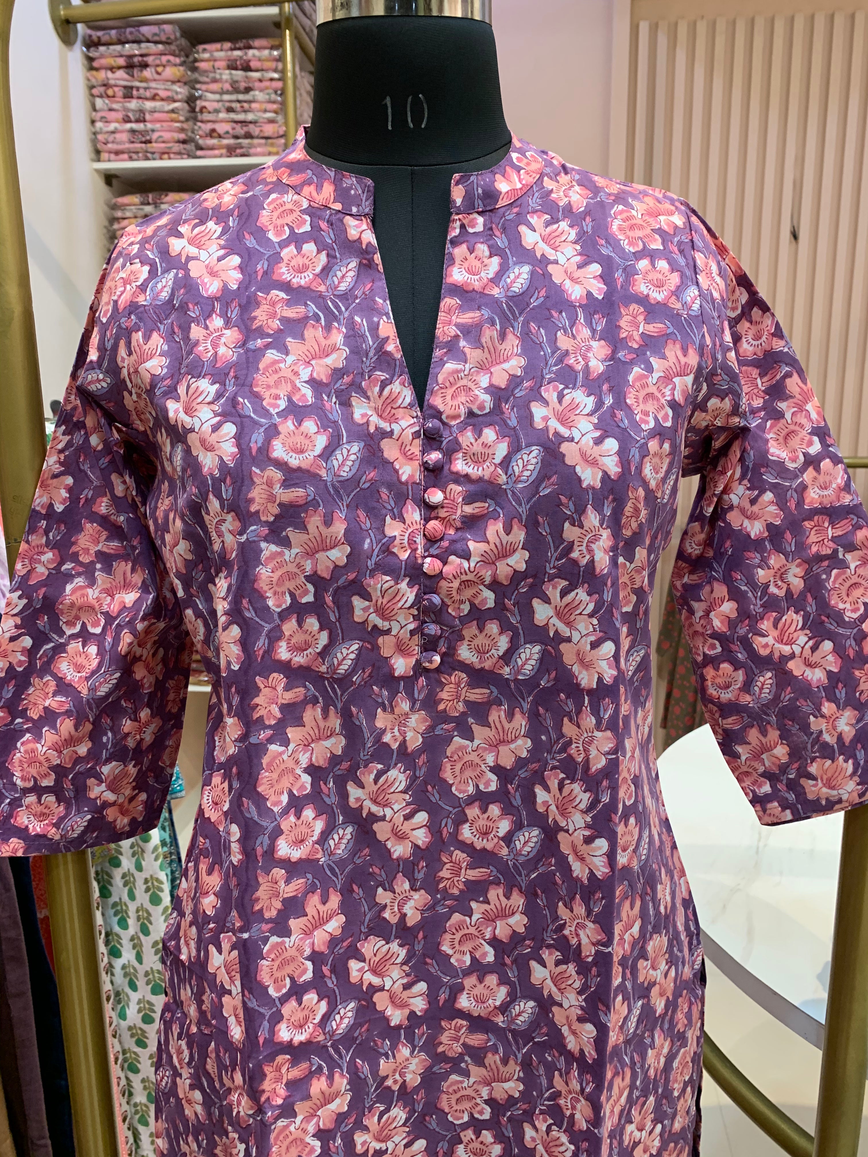 "Sheesha" Collared Cotton kurta -S