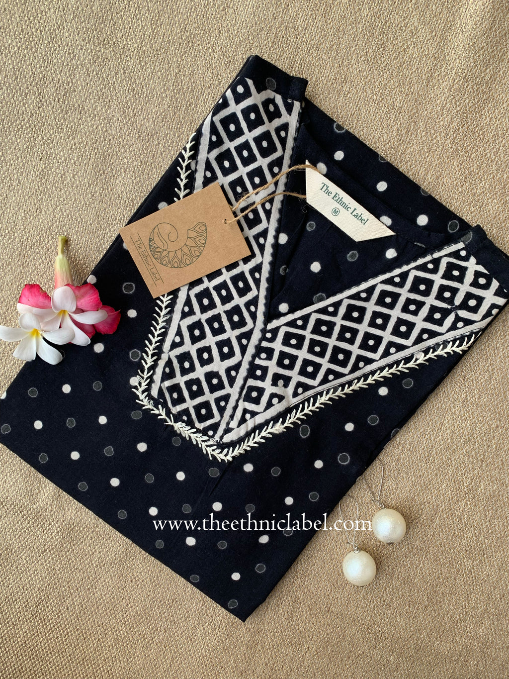 "Tvara" Hand Block Printed Black Cotton kurta