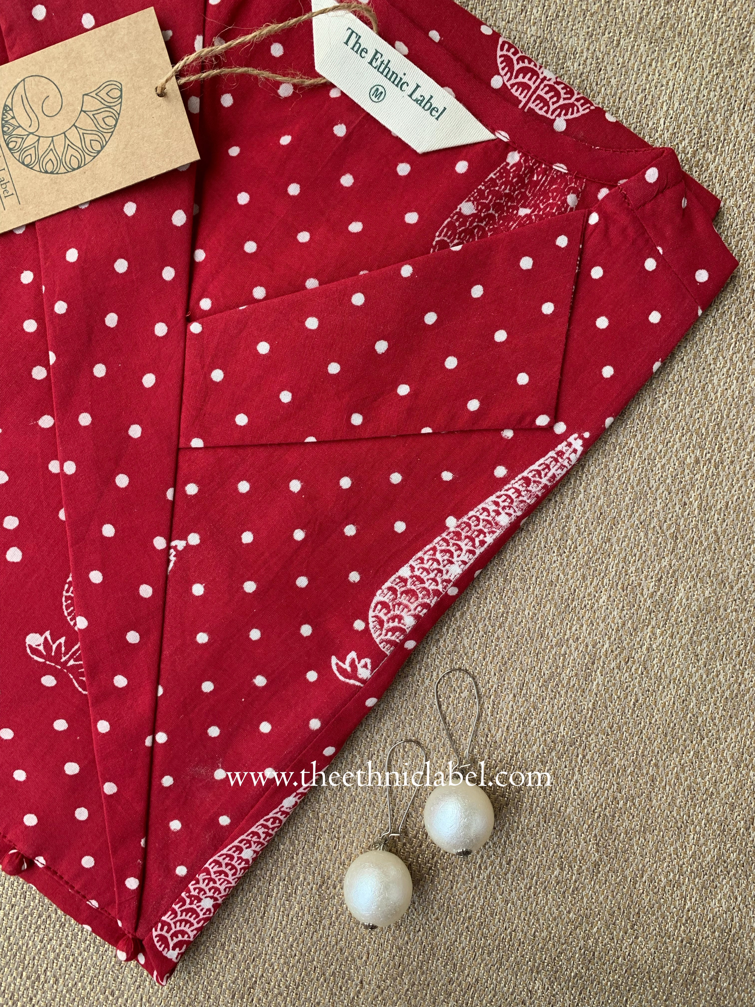 "Samra" Hand Block Printed Dark Red Cotton kurta
