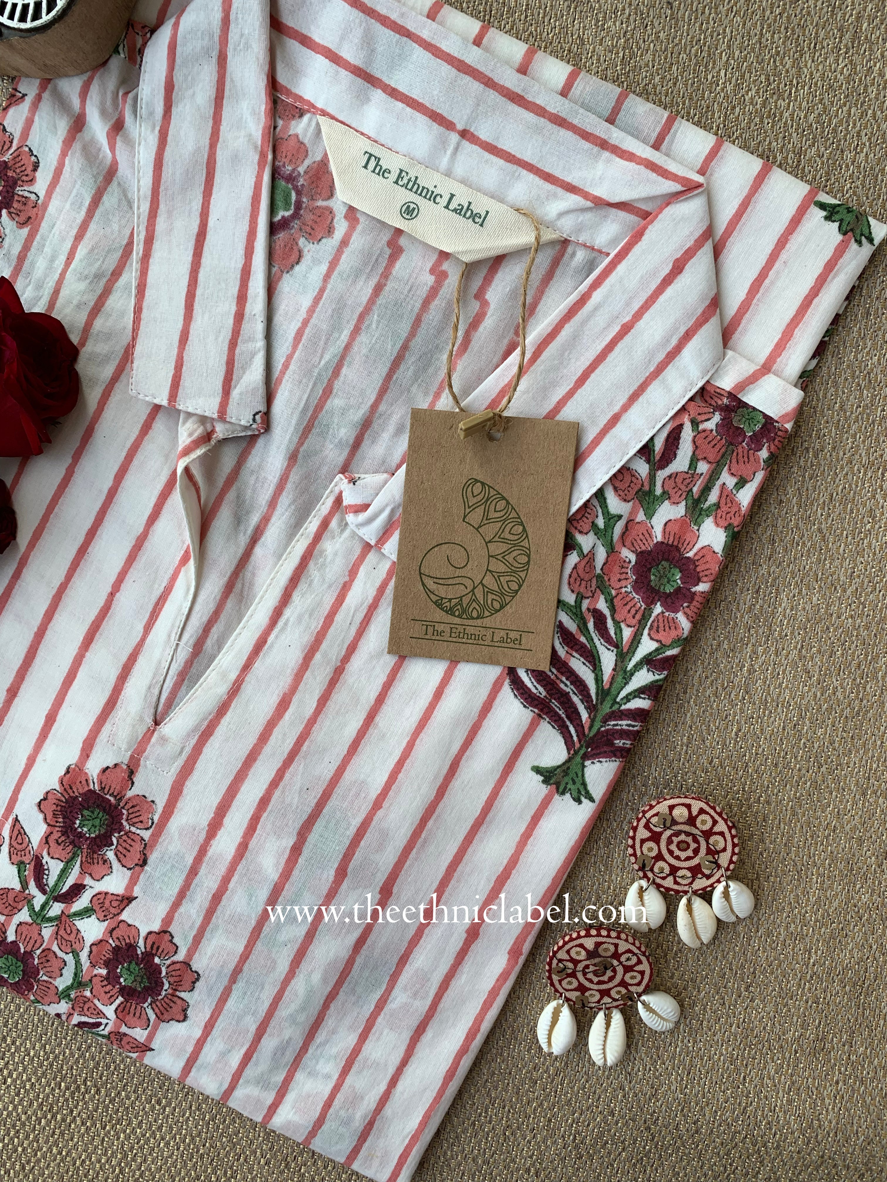 "Nysa" Hand Block Printed White Cotton kurta