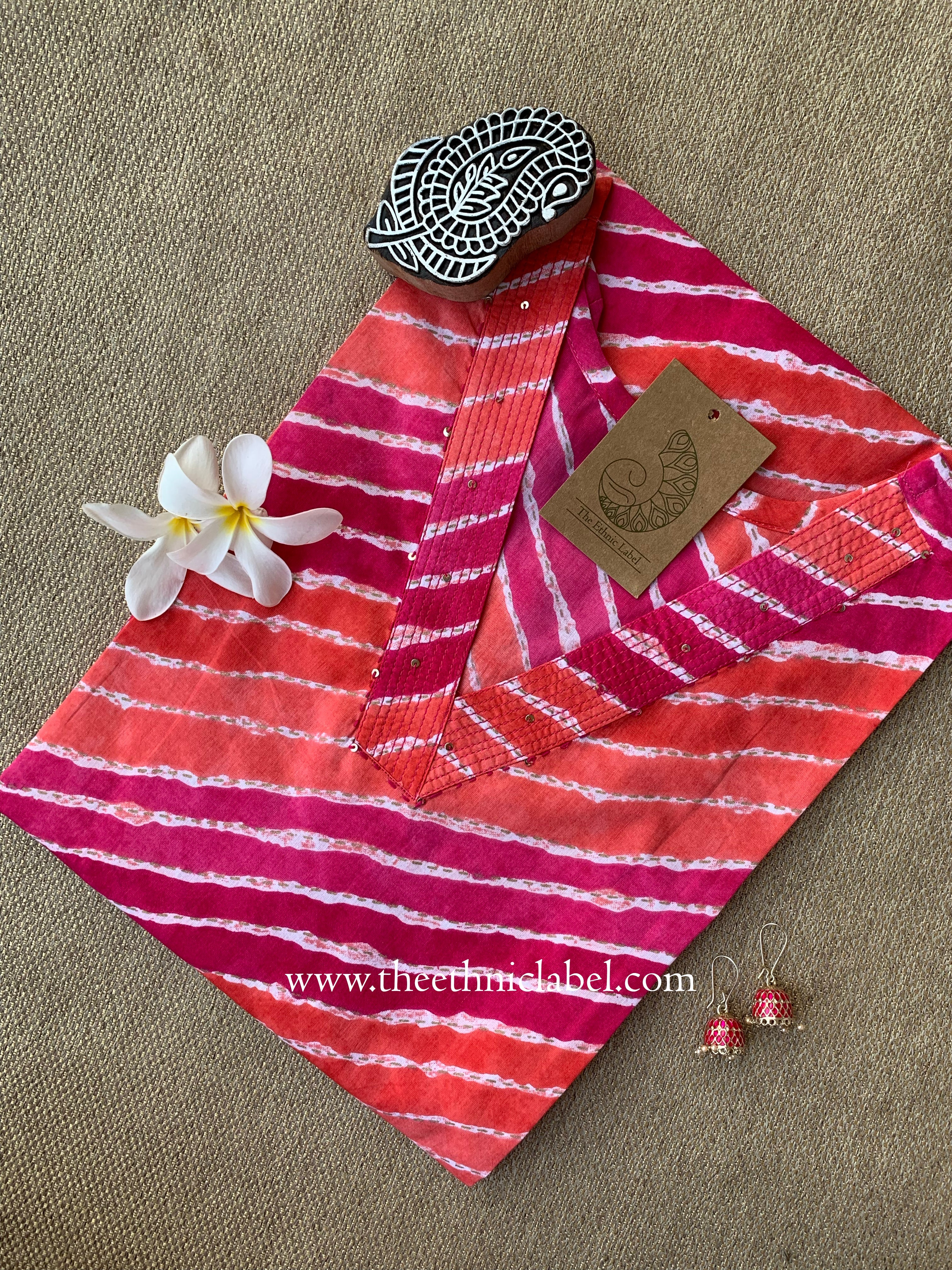 Sahiba Lehriya Printed Cotton kurta