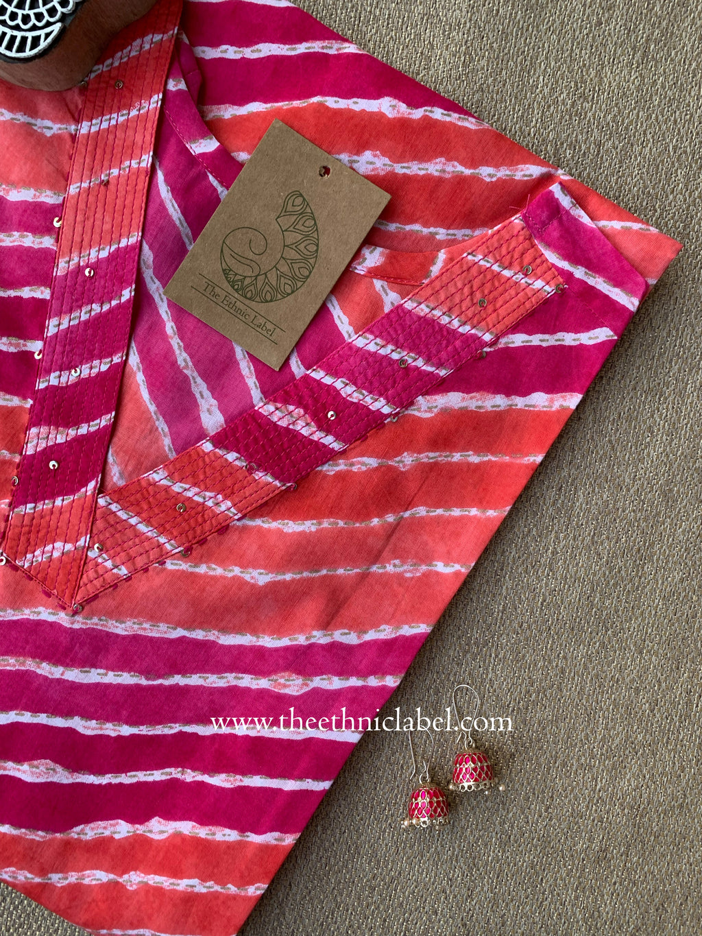 Sahiba Lehriya Printed Cotton kurta