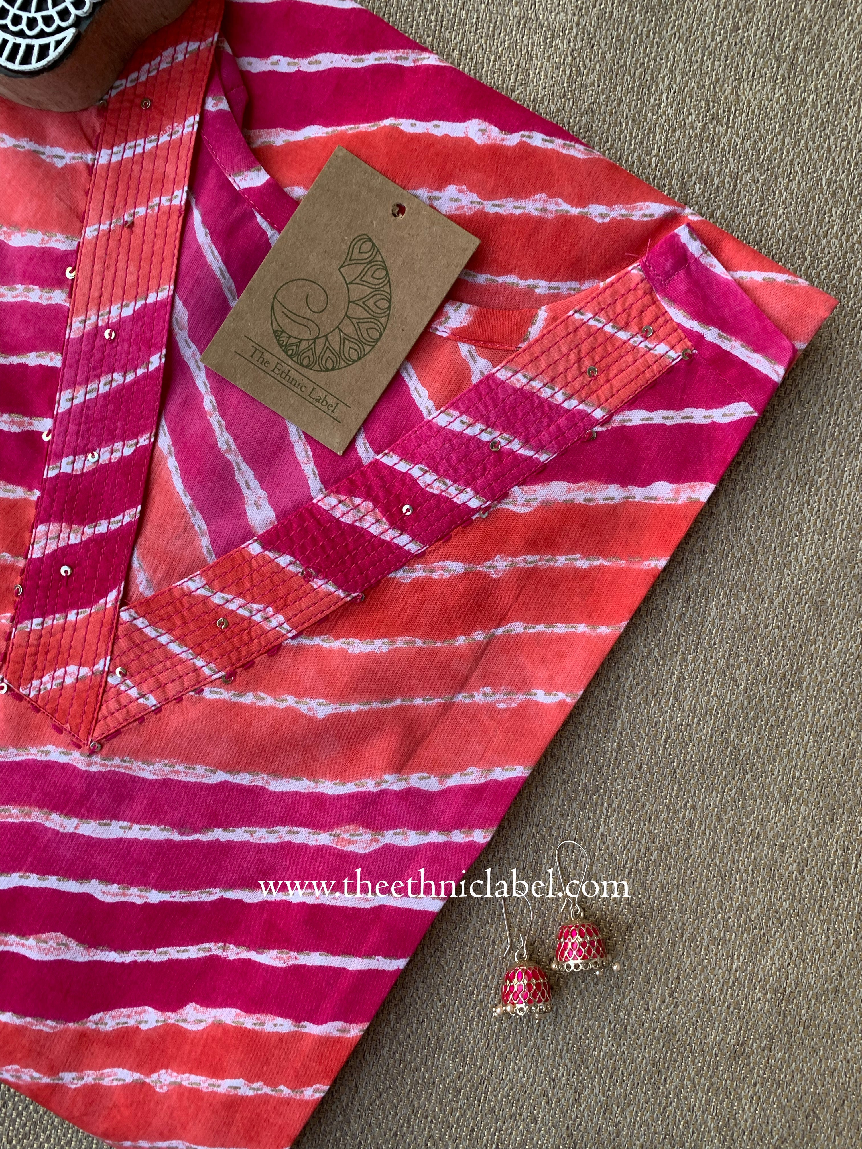 Sahiba Lehriya Printed Cotton kurta