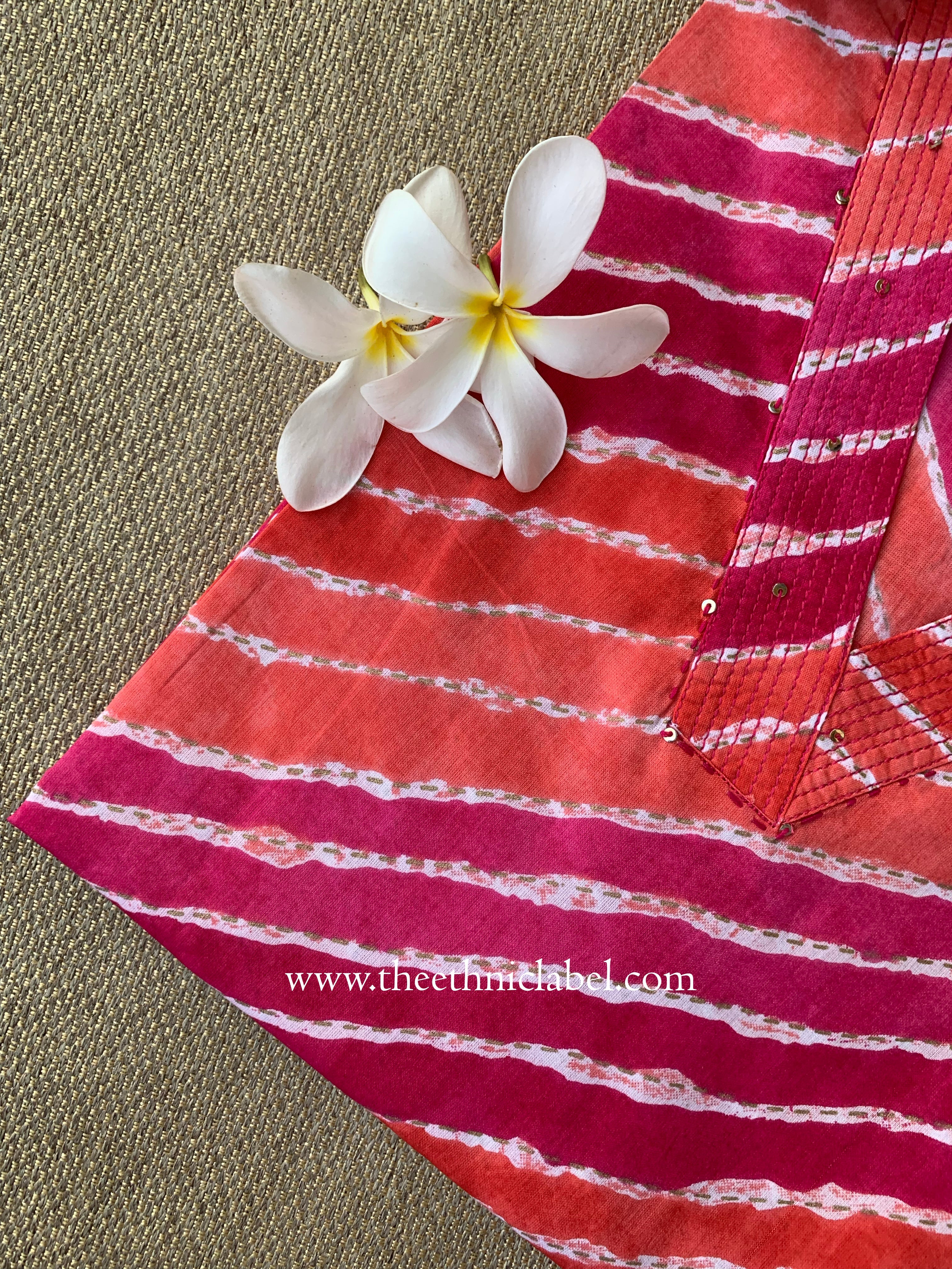 Sahiba Lehriya Printed Cotton kurta
