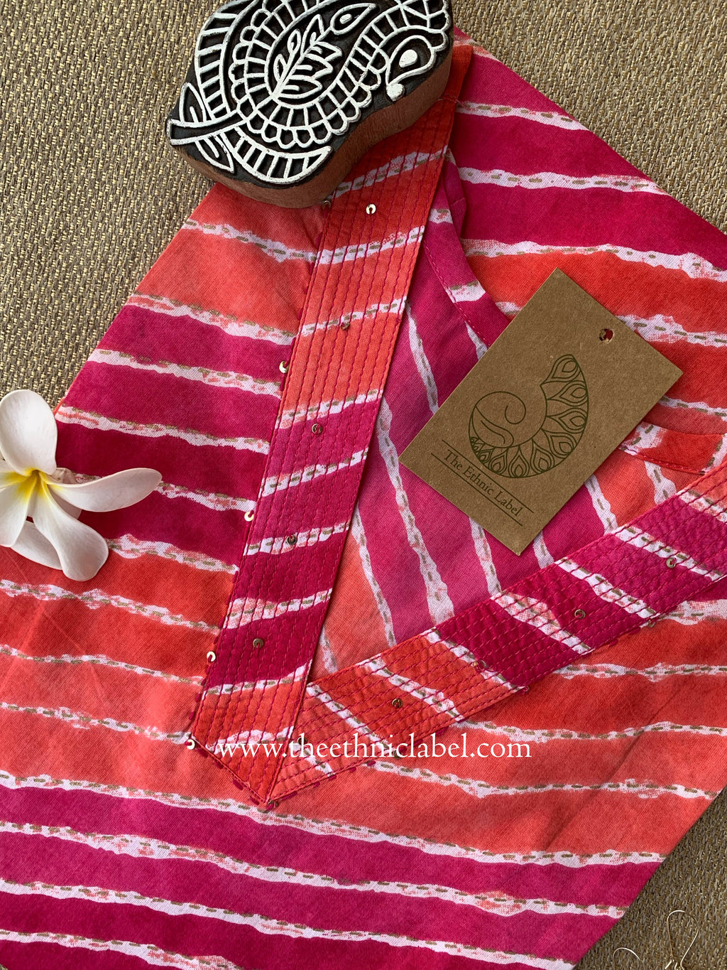 Sahiba Lehriya Printed Cotton kurta