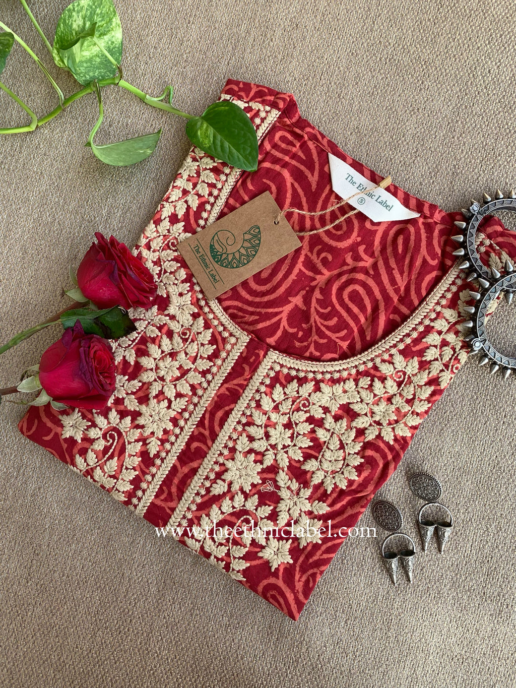 "Manjari" Hand Block Printed Embroidered Cotton kurta