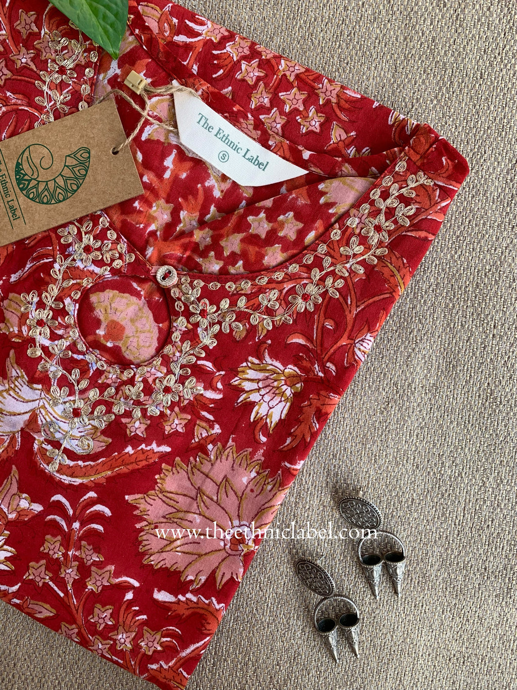 "Rihaa" Hand Block Printed Embroidered Cotton kurta