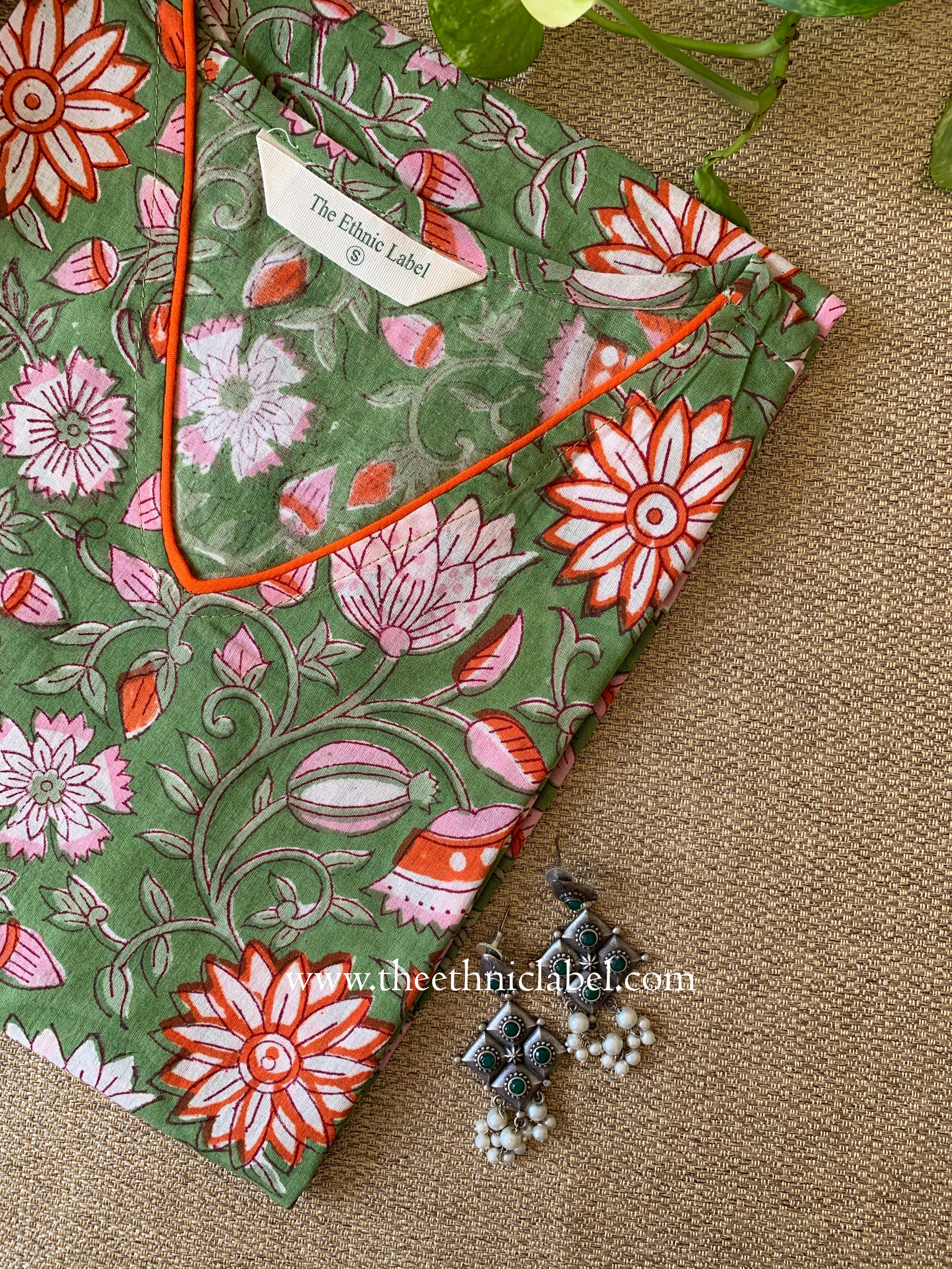 "Vriksha" Hand Block Printed  Cotton kurta