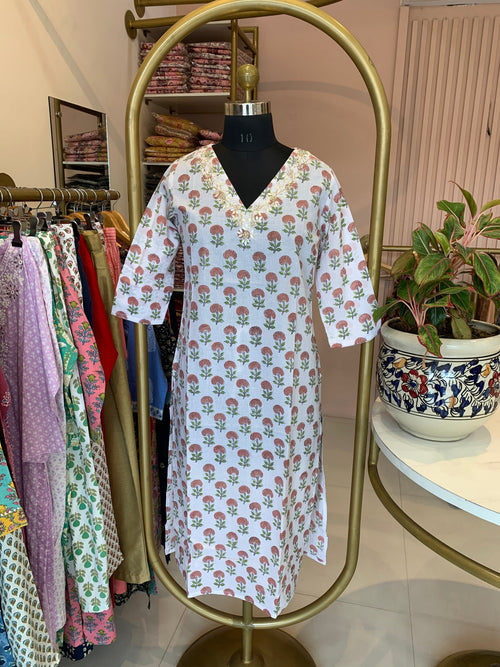 "Aana" Hand Work Embellished Cotton kurta