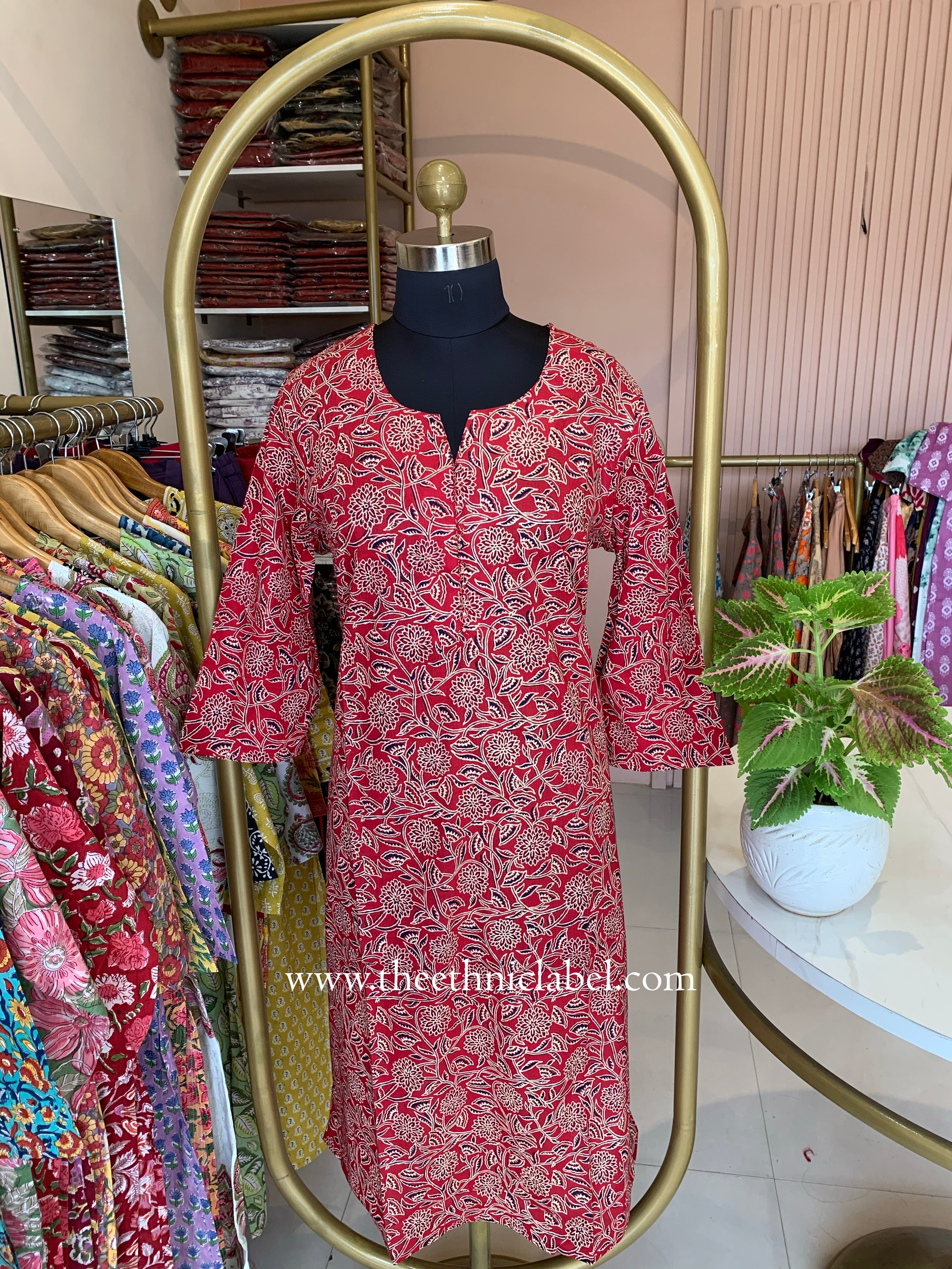 "Shuchi" Floral Cotton kurta - Big Size- 4XL