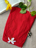 Red Slub Cotton Straight Pants
