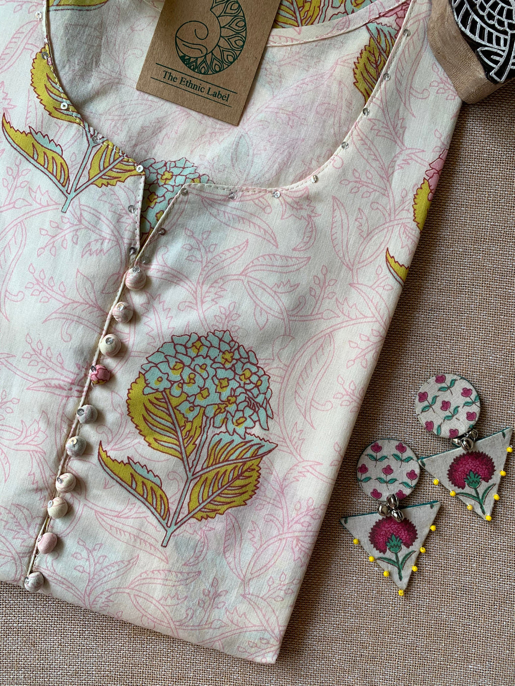 "Ojaswi" Hand Block Printed Floral Cotton kurta- 5XL