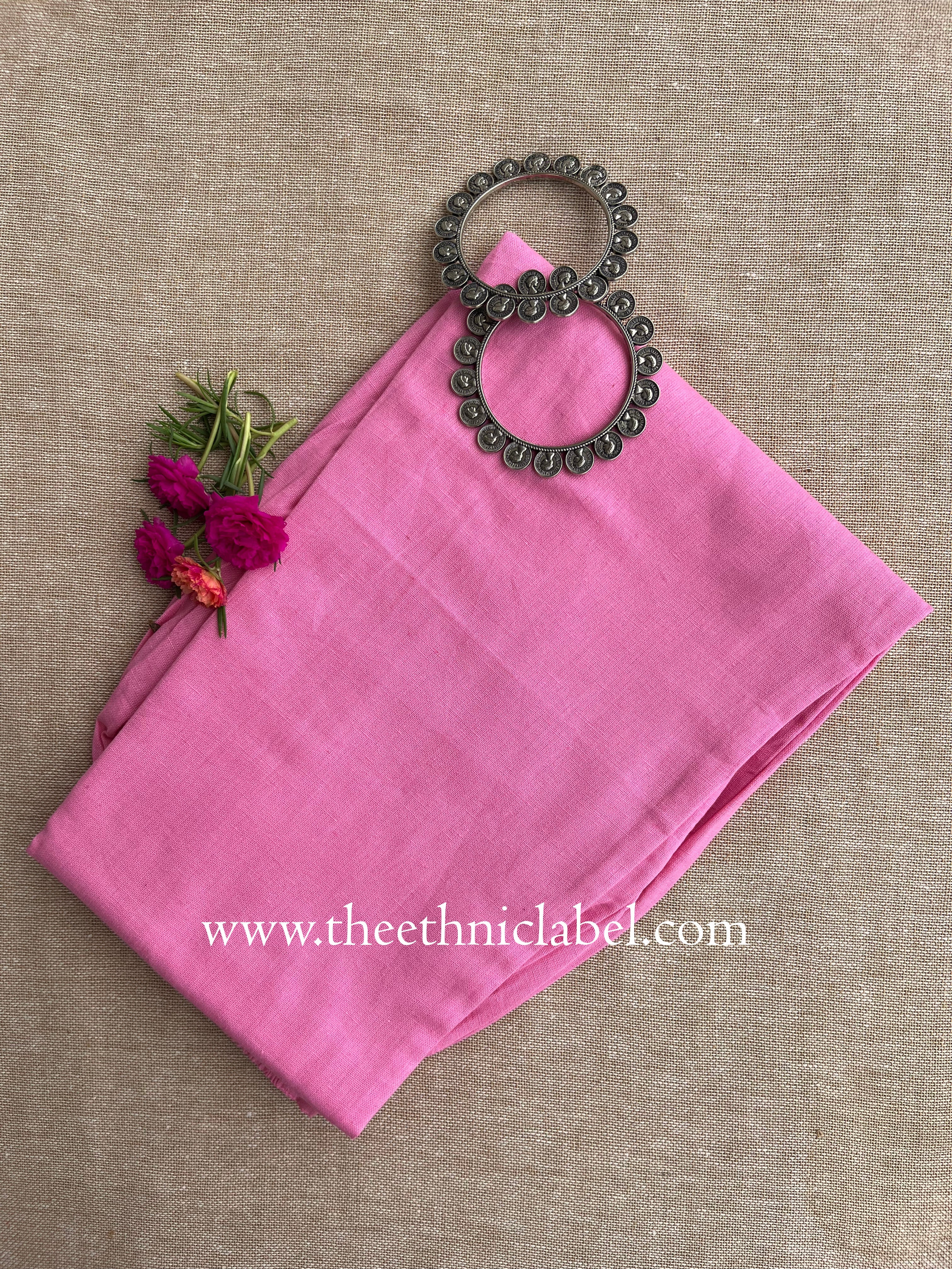 Pink Cotton Straight Pants