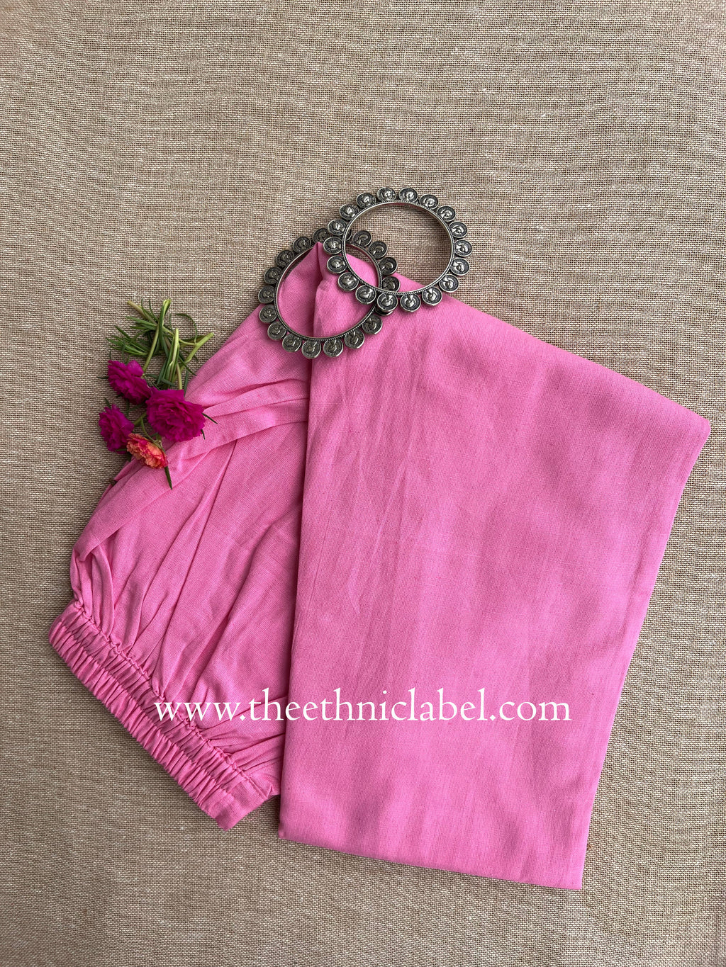 Pink Cotton Straight Pants