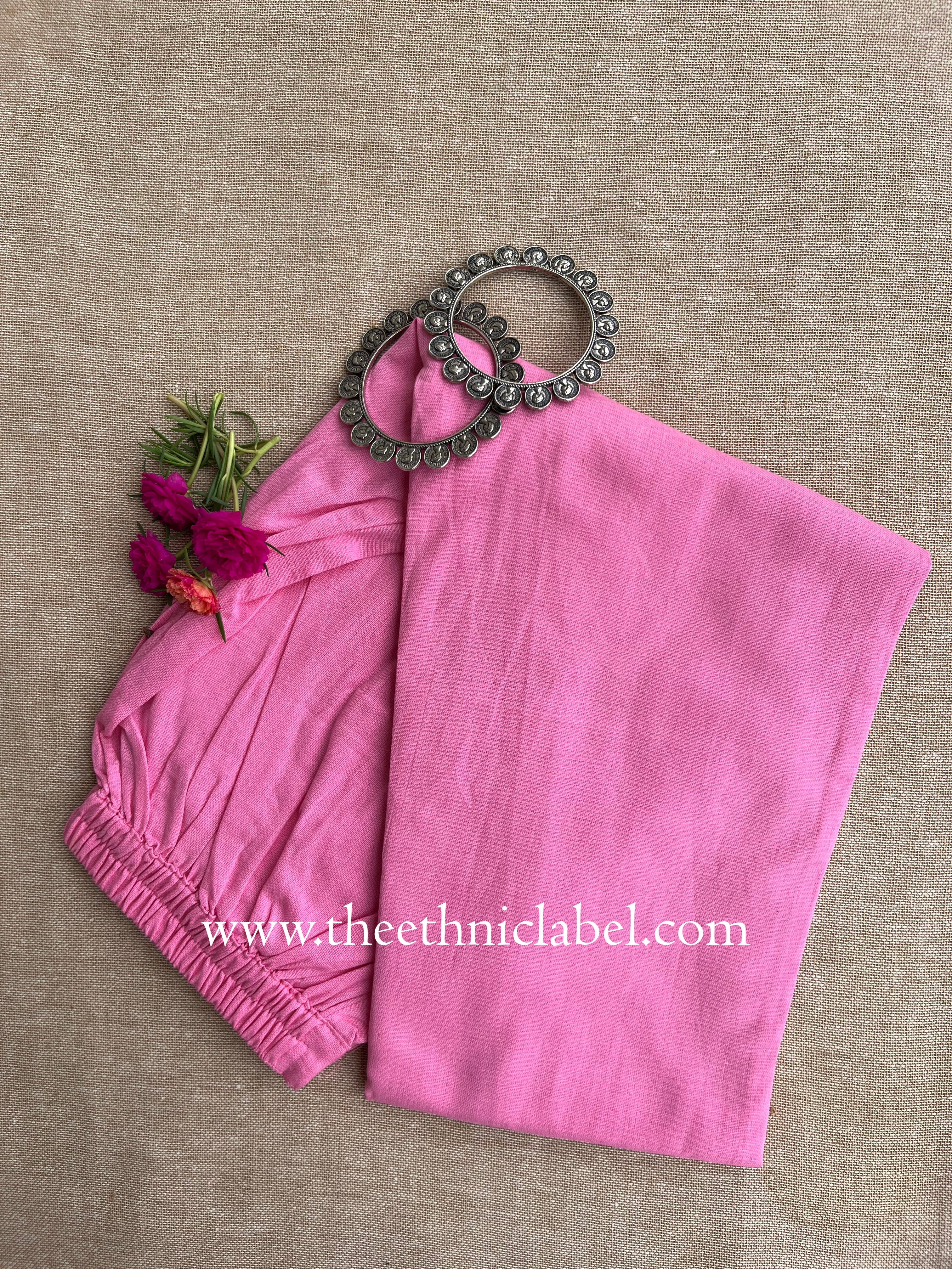 Pink Cotton Straight Pants