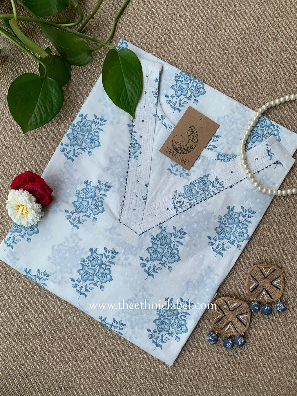 "Archana" Boota Cotton kurta - Big Size