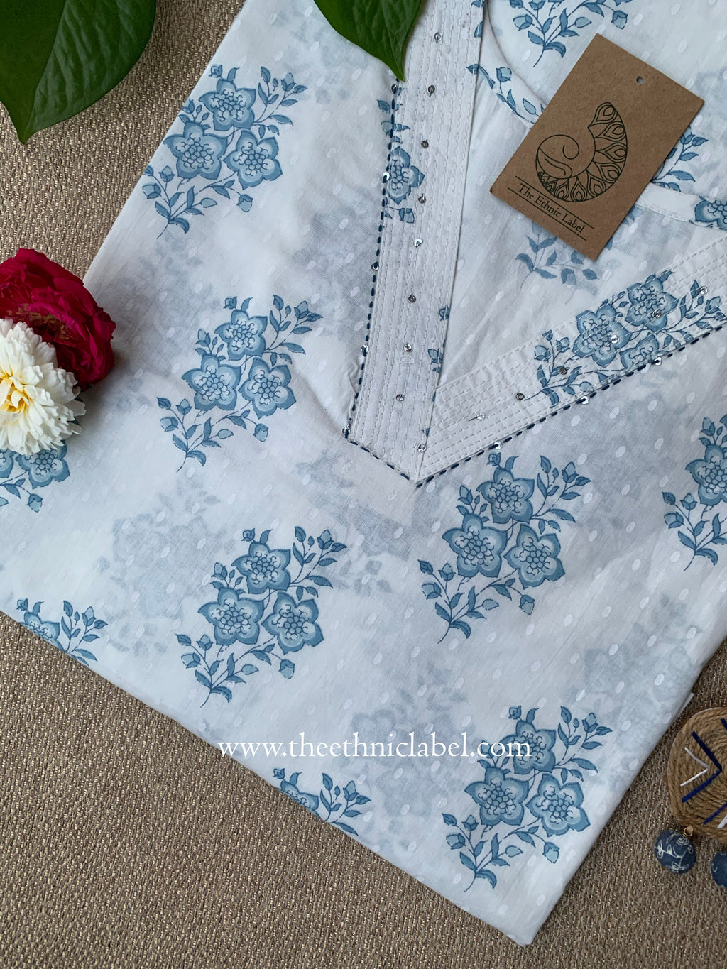 "Archana" Boota Cotton kurta - Big Size