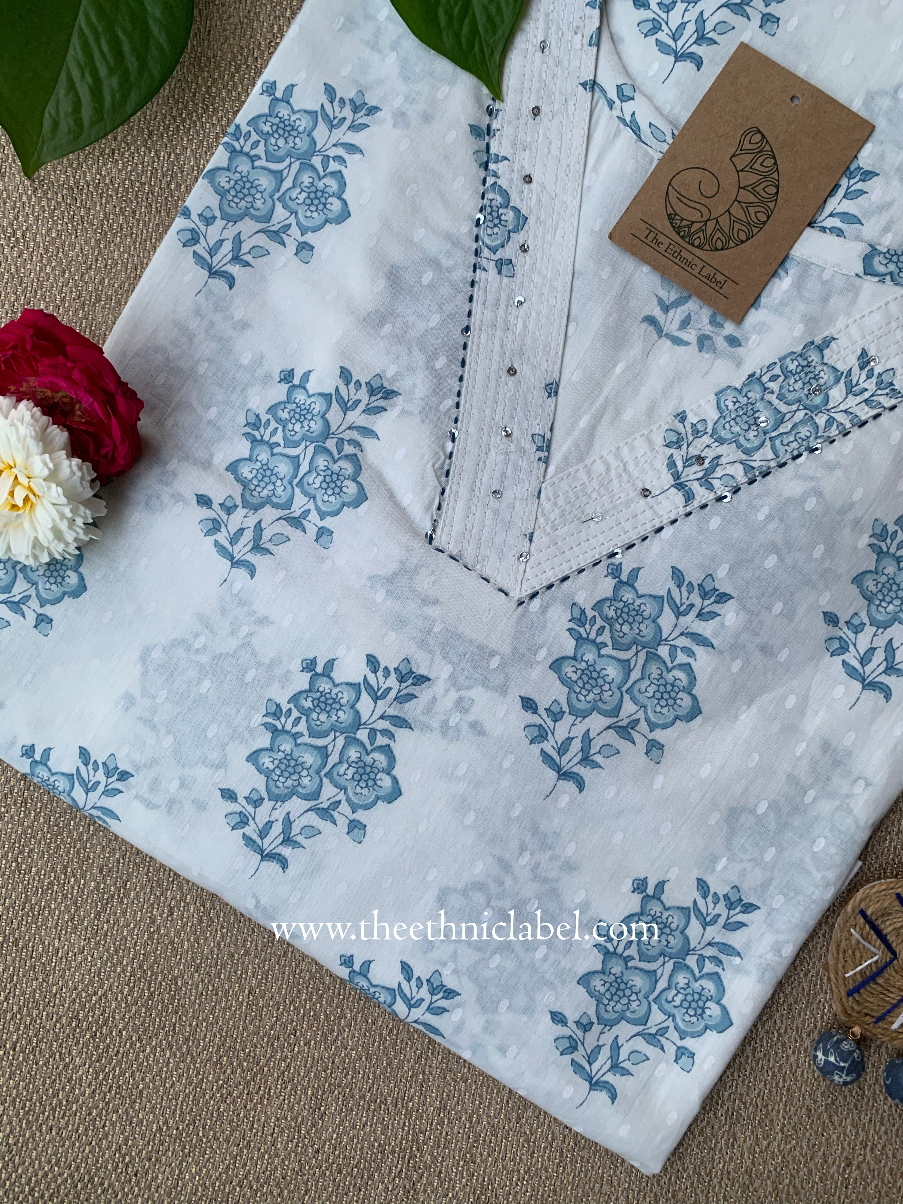 "Archana" Boota Cotton kurta - Big Size