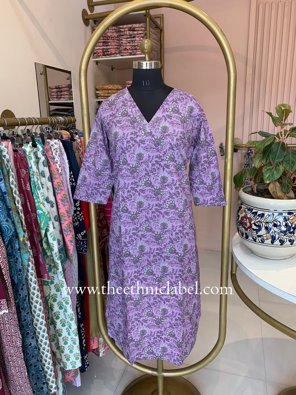 "Saira" Hand Blockprinted Cotton kurta - S