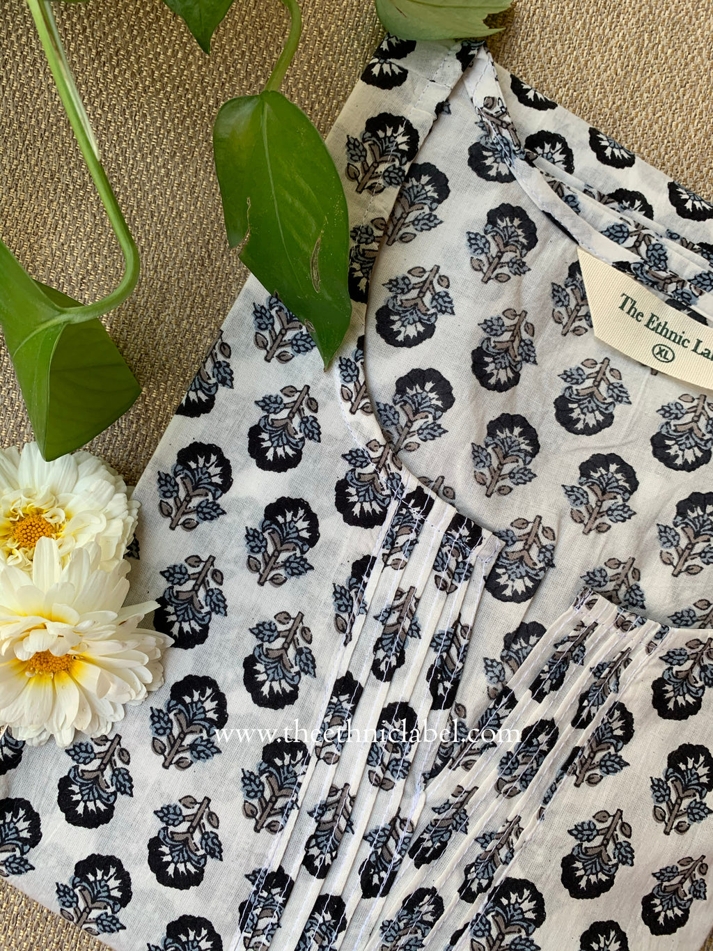 "Mriga" Hand Block Printed Cotton kurta- XXL