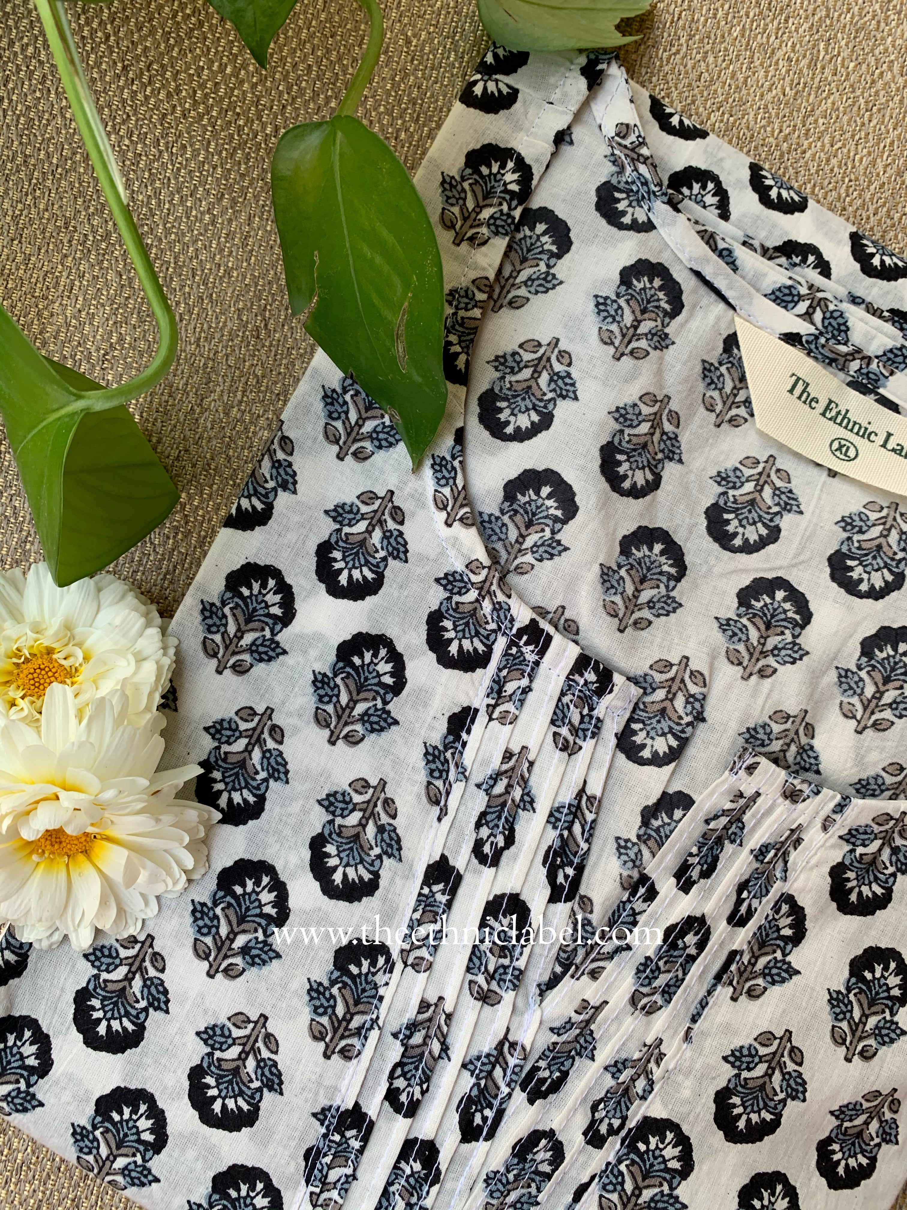 "Mriga" Hand Block Printed Cotton kurta- XXL
